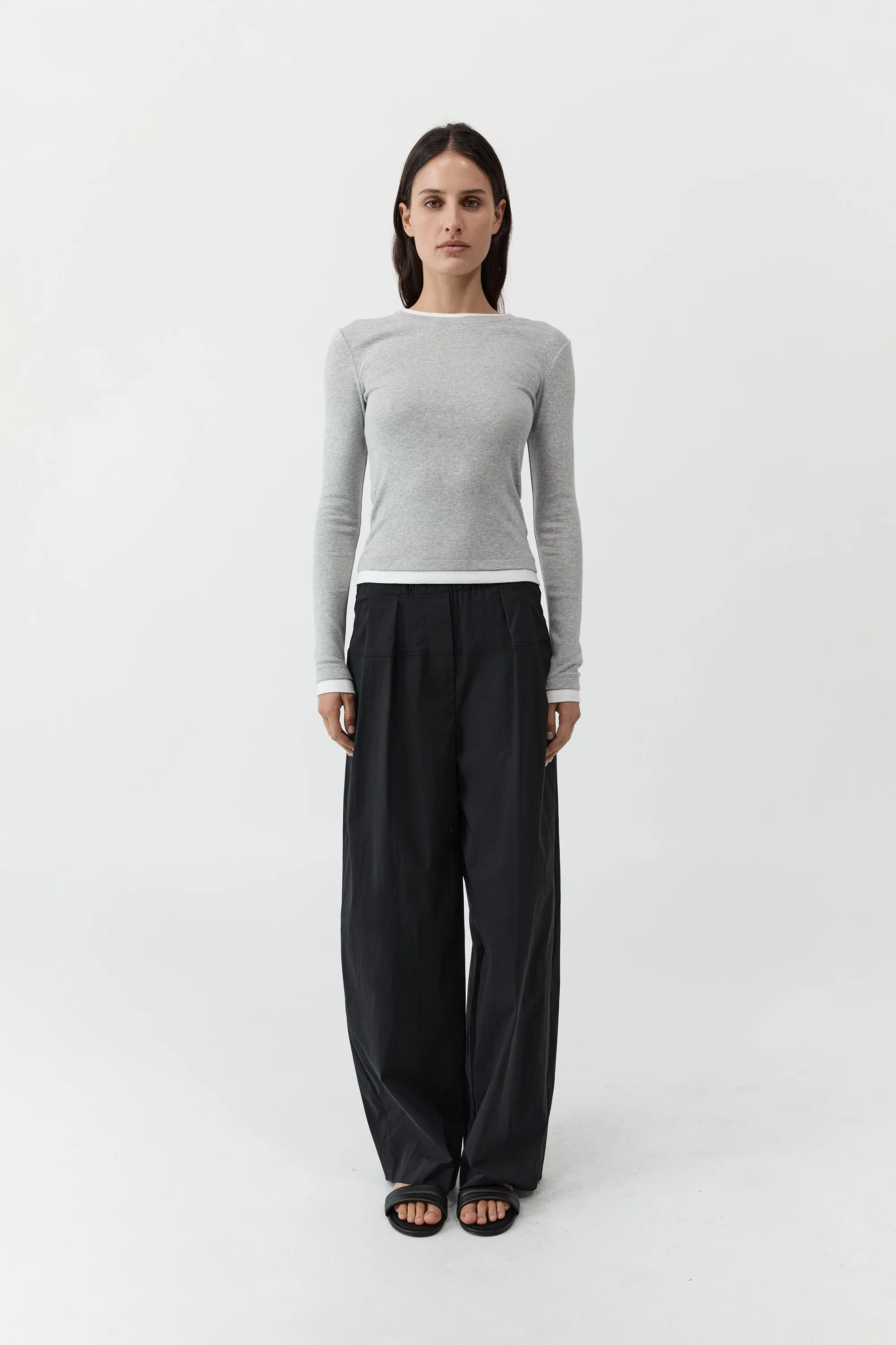 Organic Cotton Layered Long Sleeve Top - Grey Marle sold by St. Agni product image thumbnail 2