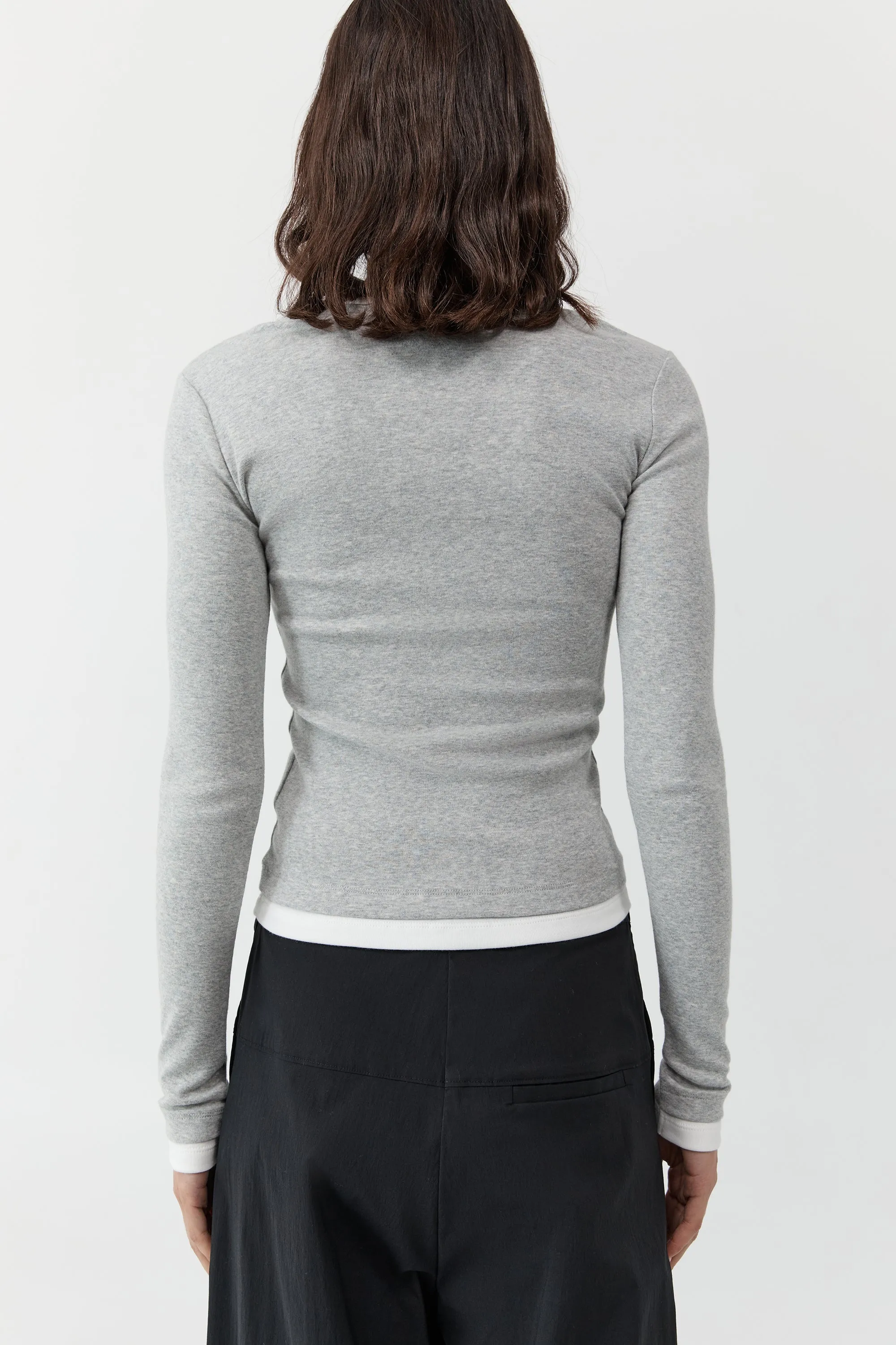 Organic Cotton Layered Long Sleeve Top - Grey Marle sold by St. Agni product image thumbnail 4
