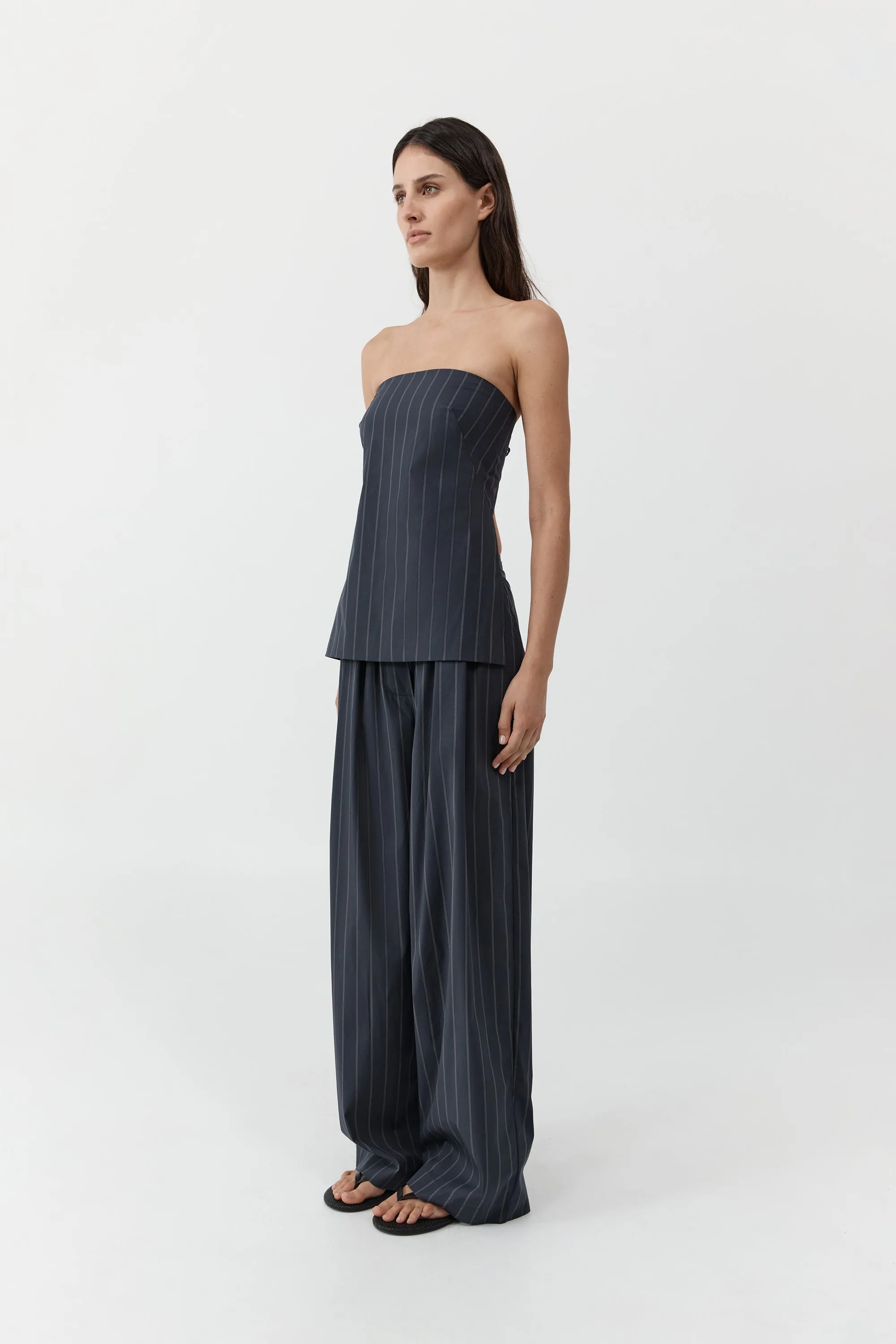 Strapless Rouleau Tie Top - Ink Stripe sold by St. Agni product image thumbnail 3