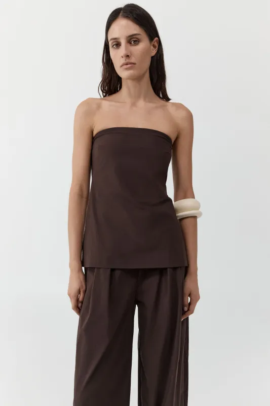 Strapless Rouleau Tie Top - Bark made by St. Agni