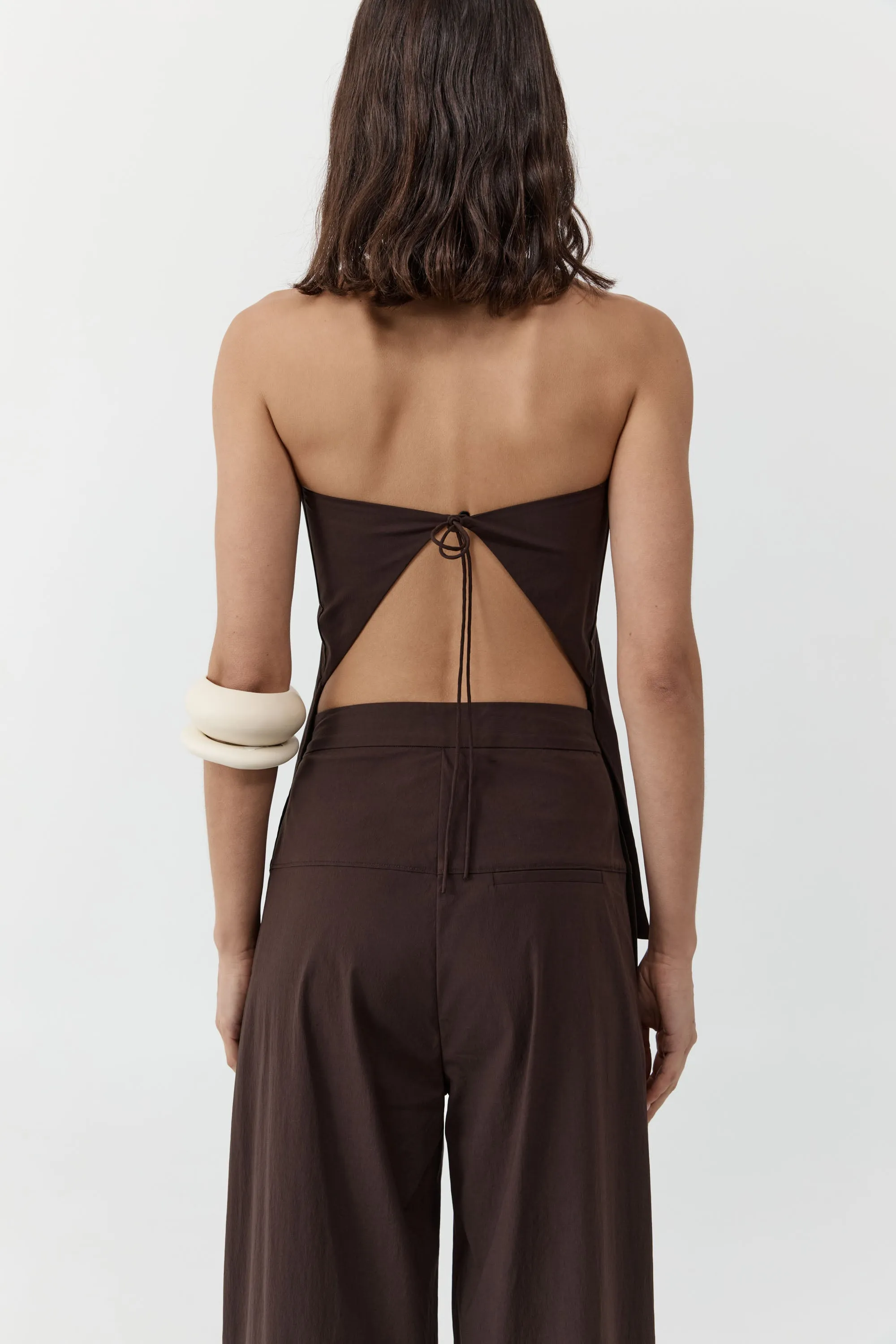 Strapless Rouleau Tie Top - Bark sold by St. Agni product image thumbnail 3
