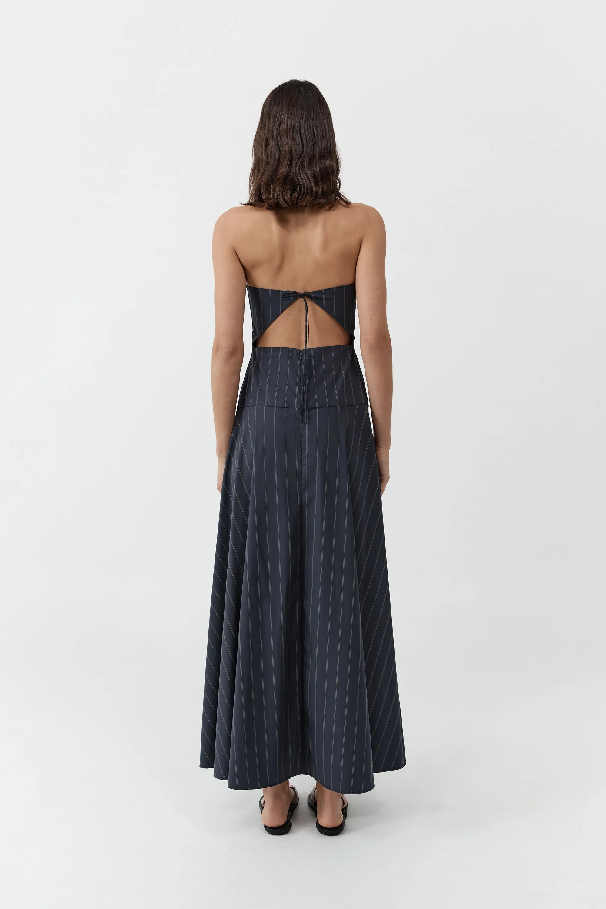 Strapless Rouleau Dress - Ink Stripe sold by St. Agni product image thumbnail 5