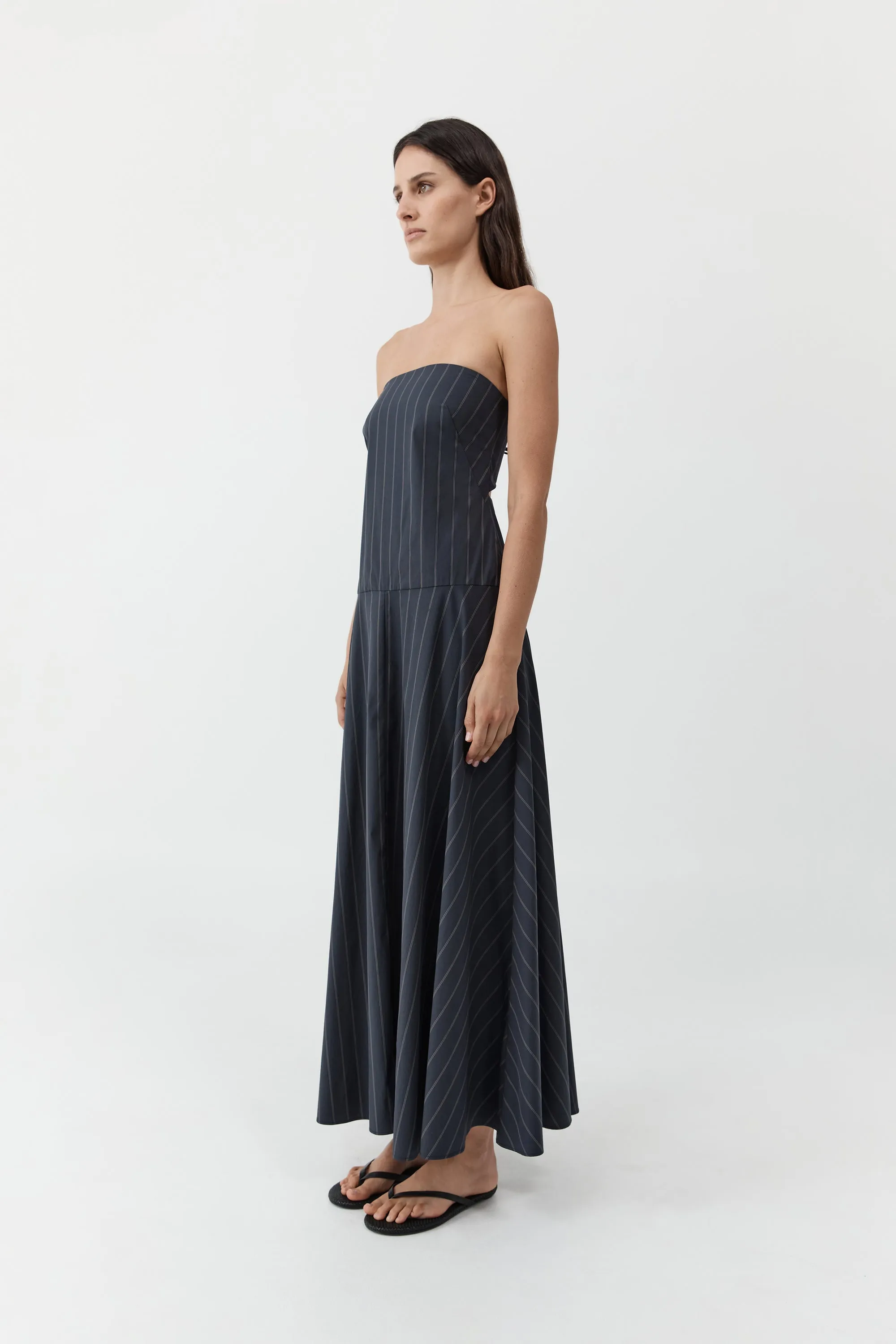 Strapless Rouleau Dress - Ink Stripe sold by St. Agni product image thumbnail 2