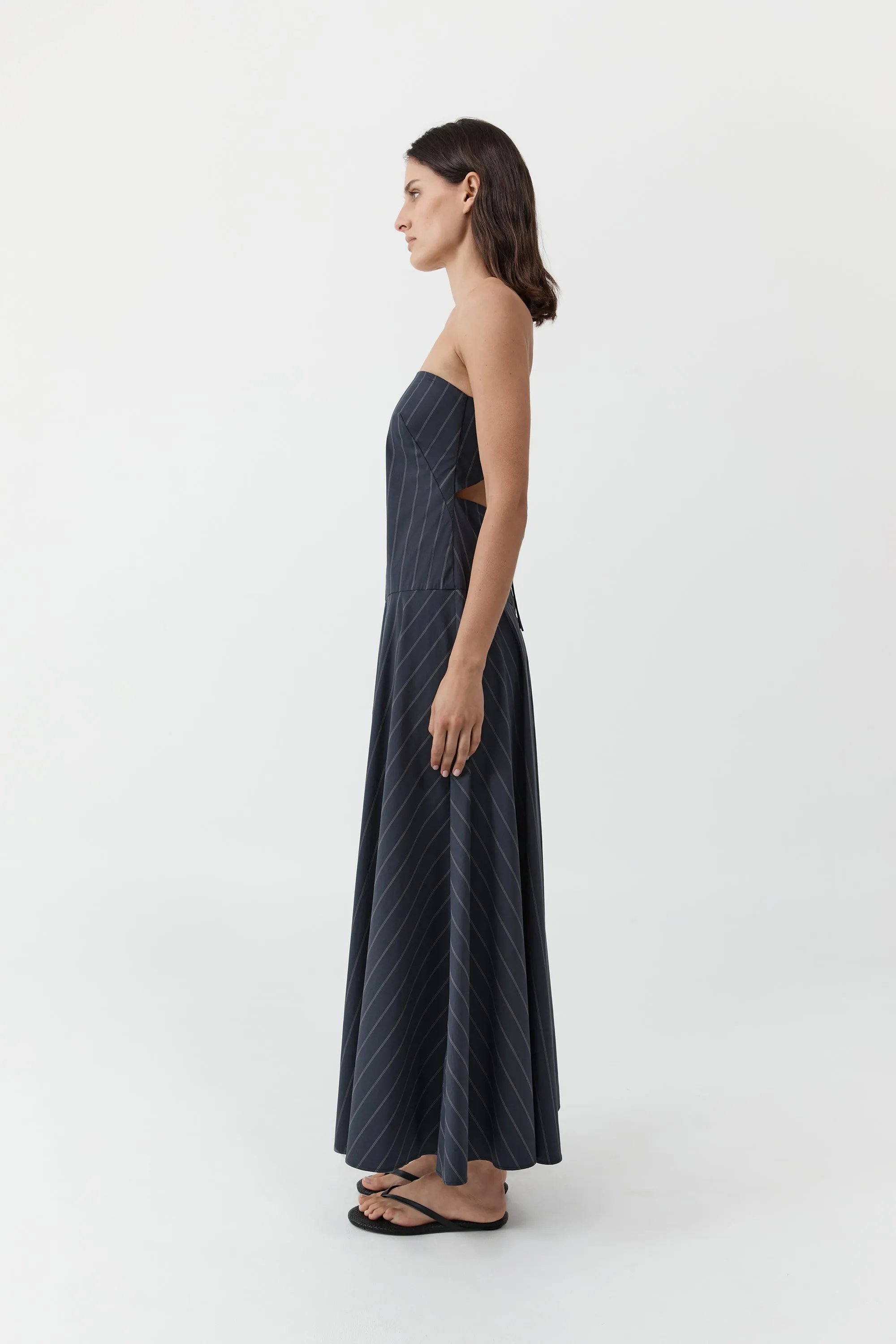 Strapless Rouleau Dress - Ink Stripe sold by St. Agni product image thumbnail 3