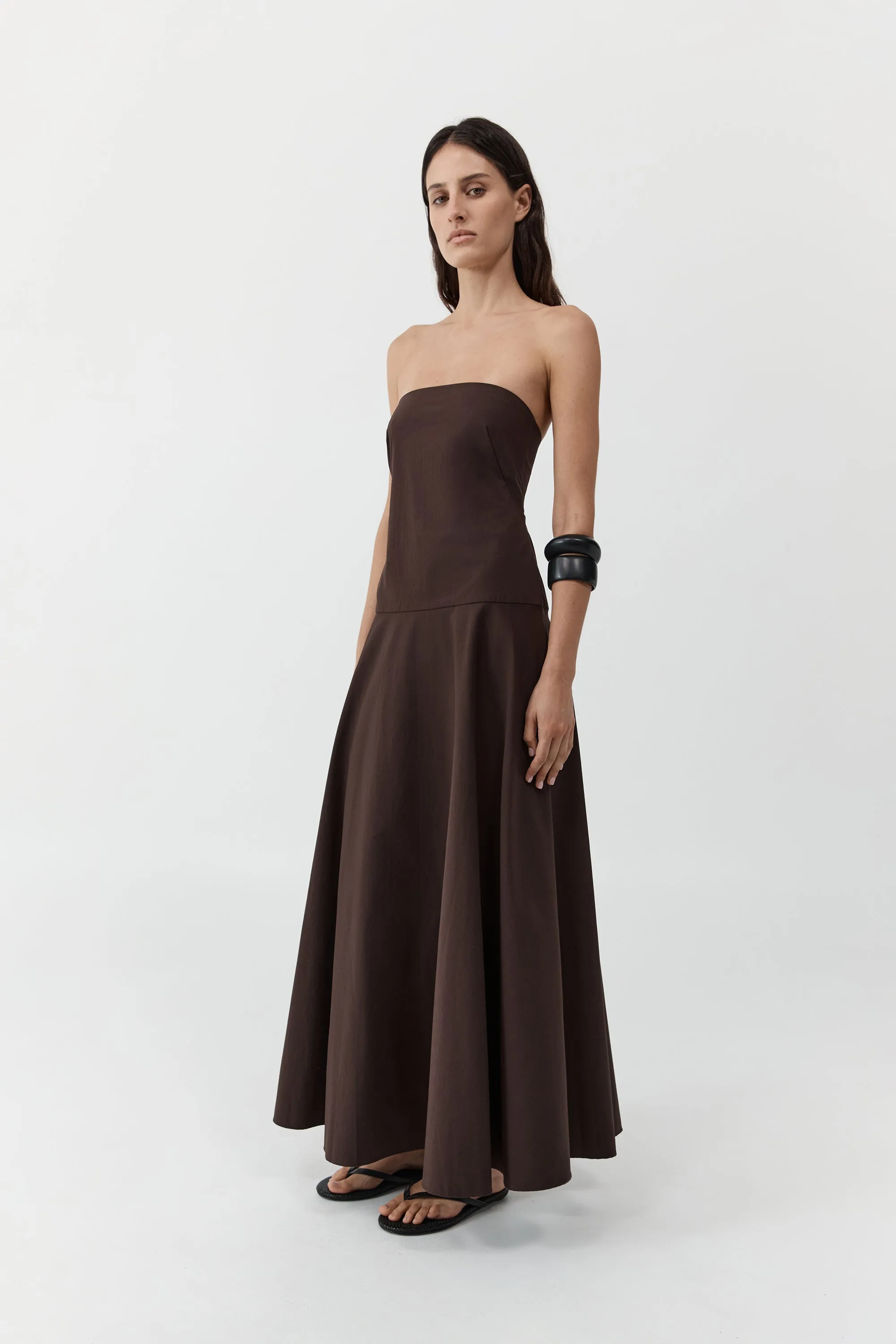 Strapless Rouleau Dress - Bark sold by St. Agni product image thumbnail 2