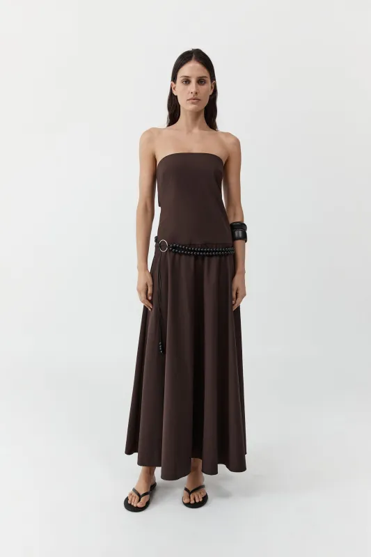 Strapless Rouleau Dress - Bark sold by St. Agni