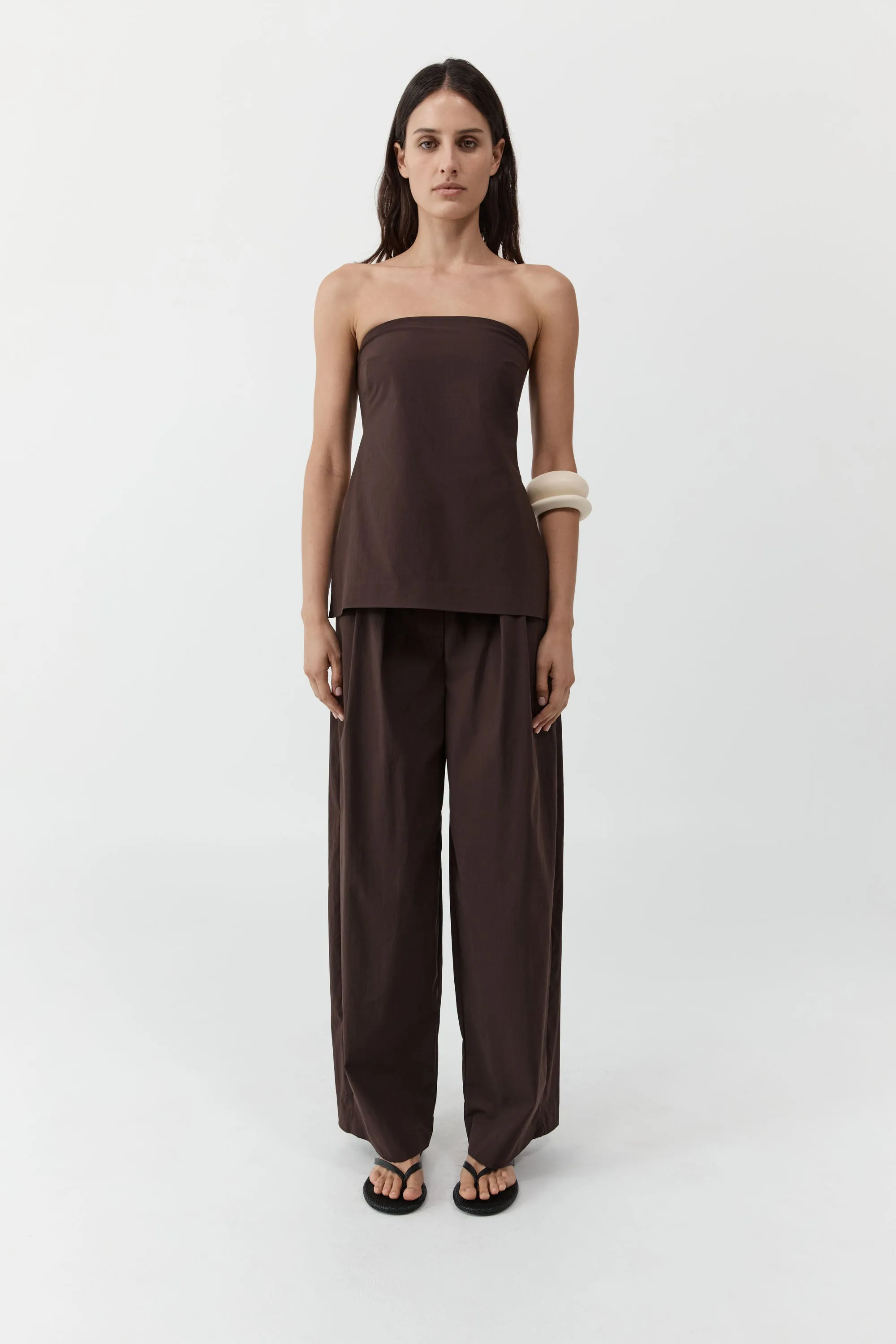 Relaxed Pleat Pants - Bark sold by St. Agni product image thumbnail 3