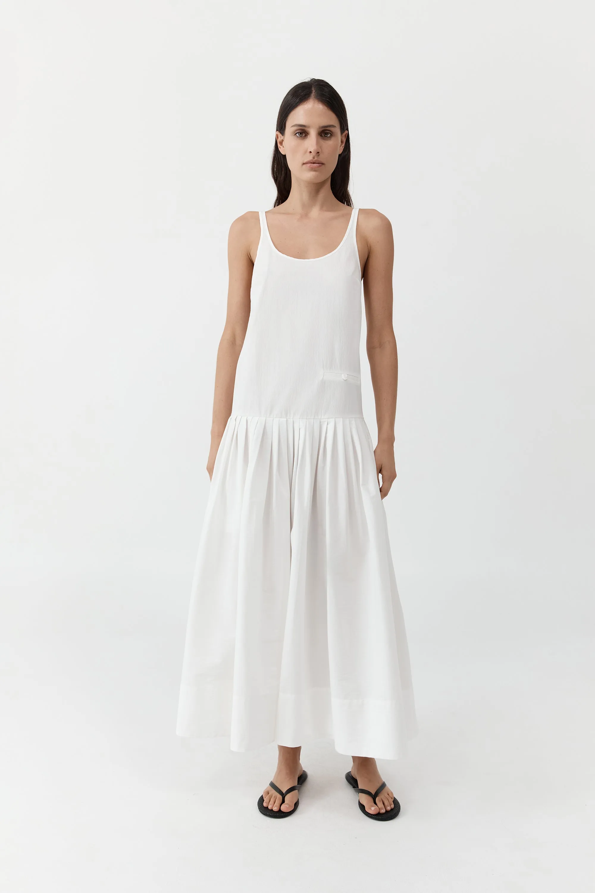 Relaxed Pleat Dress - Off White sold by St. Agni