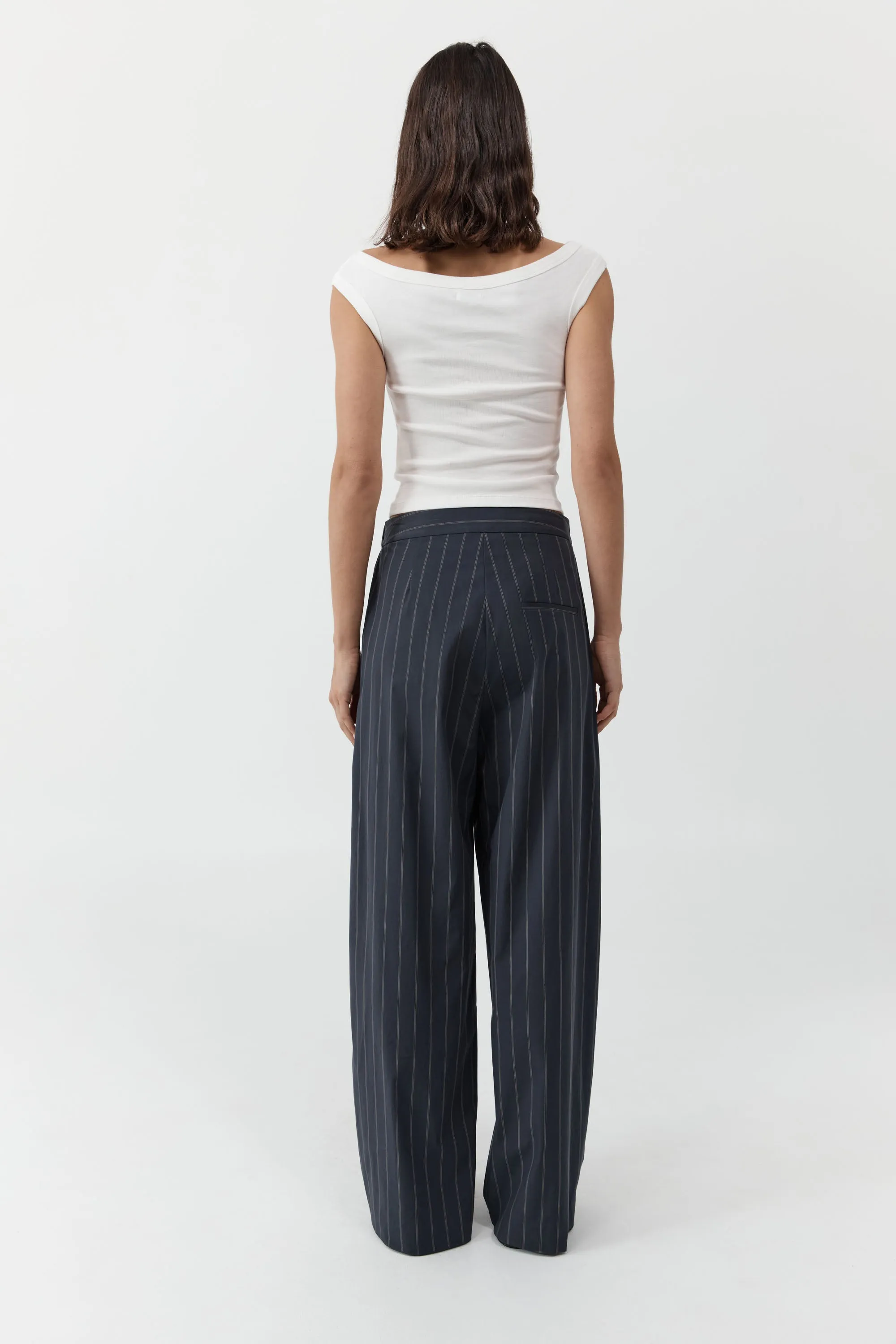 Stripe Relaxed Pleat Pants - Ink Stripe sold by St. Agni product image thumbnail 4