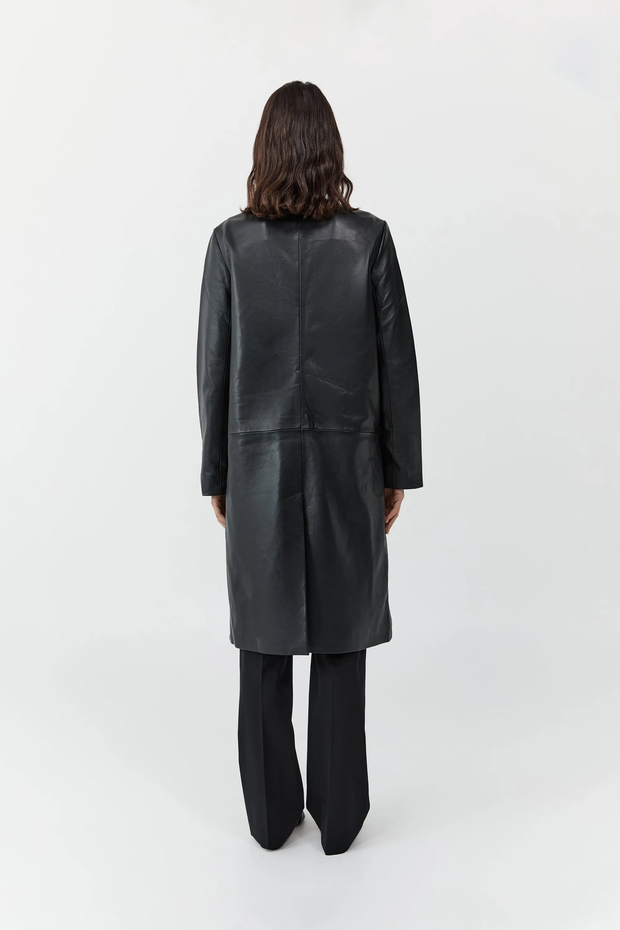 Leather Minimal Coat - Black sold by St. Agni product image thumbnail 3