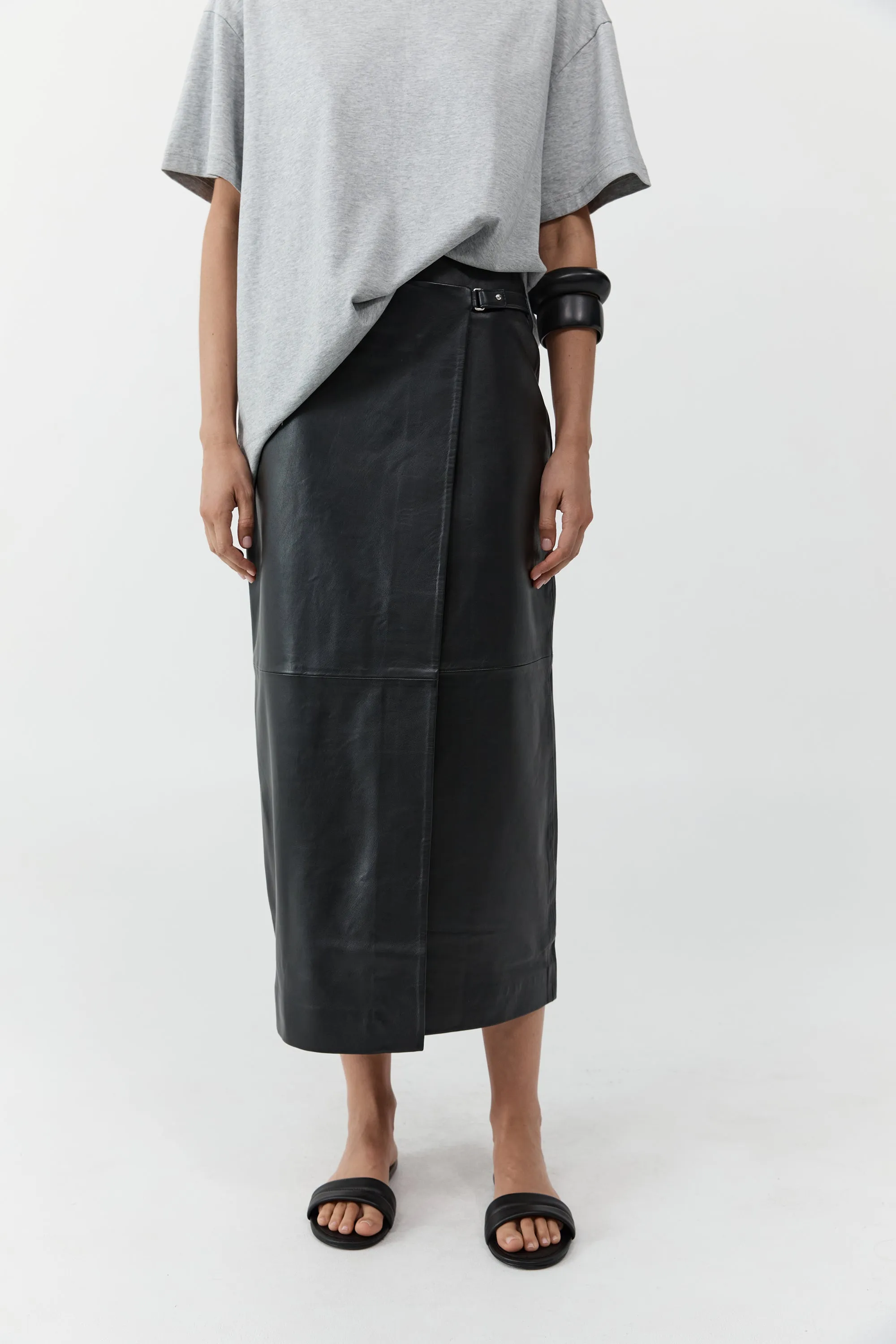 PRE-ORDER: Leather Wrap Skirt - Black sold by St. Agni product image thumbnail 5
