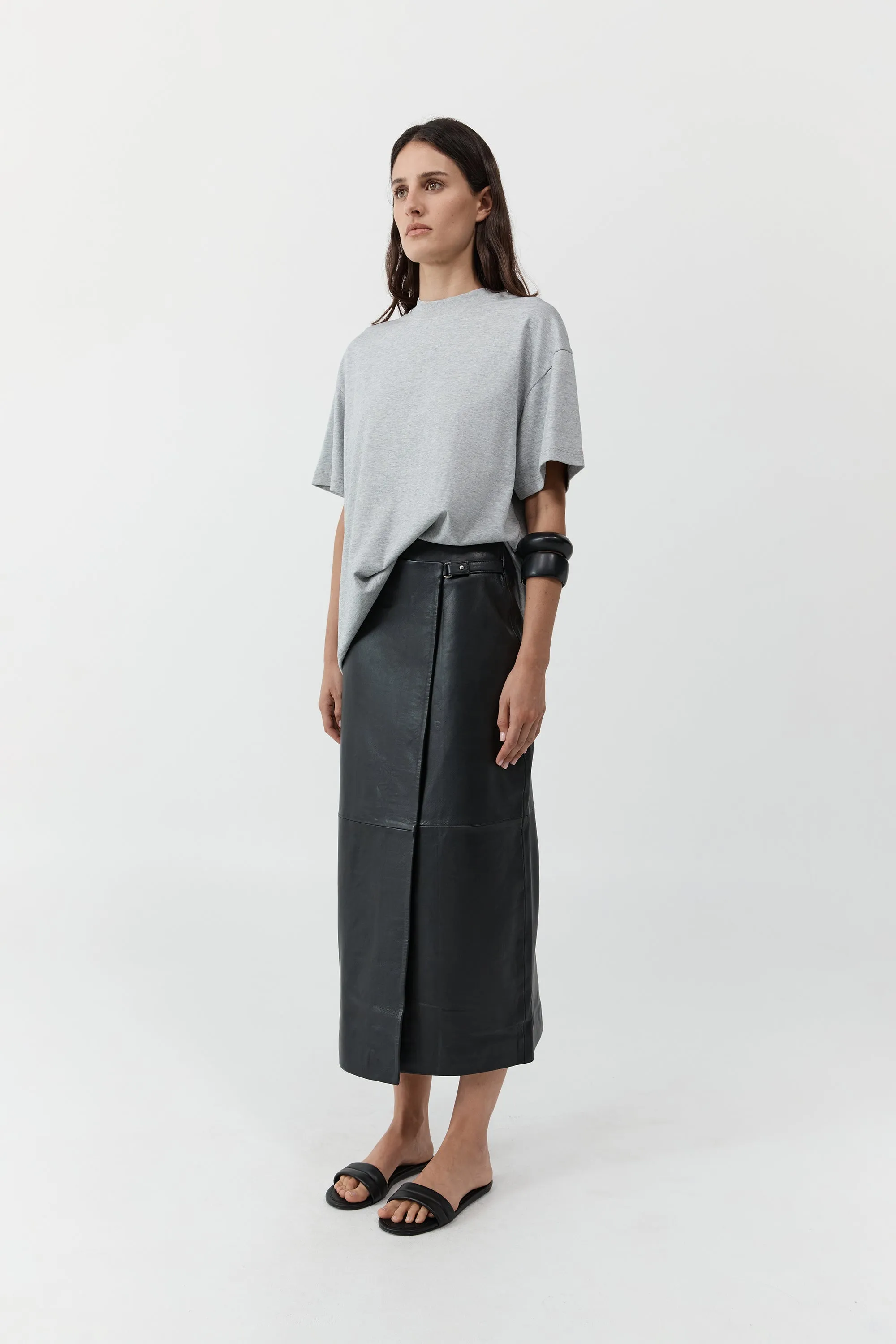 PRE-ORDER: Leather Wrap Skirt - Black sold by St. Agni product image thumbnail 3