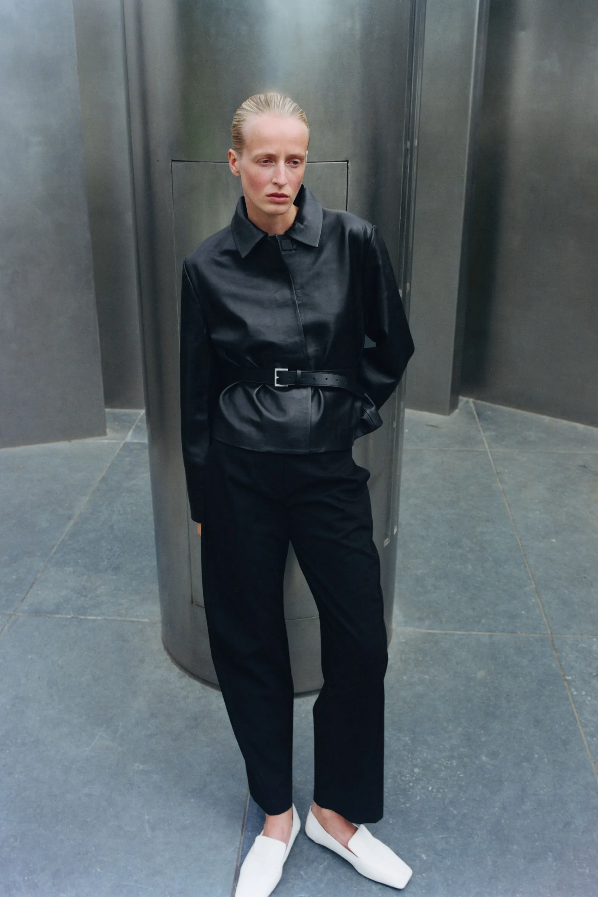 PRE-ORDER: Leather Minimal Jacket - Black sold by St. Agni product image thumbnail 5