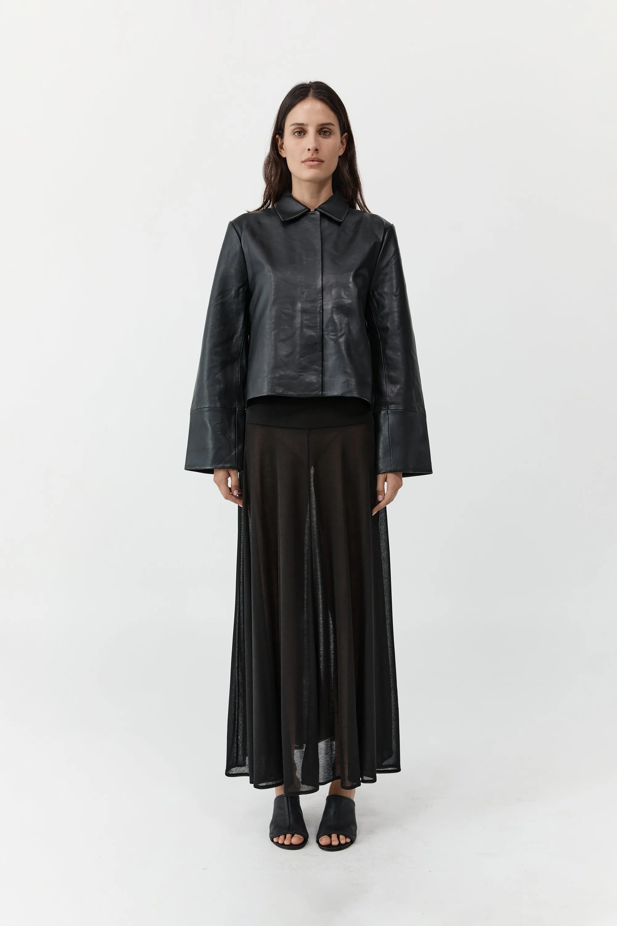 PRE-ORDER: Leather Minimal Jacket - Black sold by St. Agni