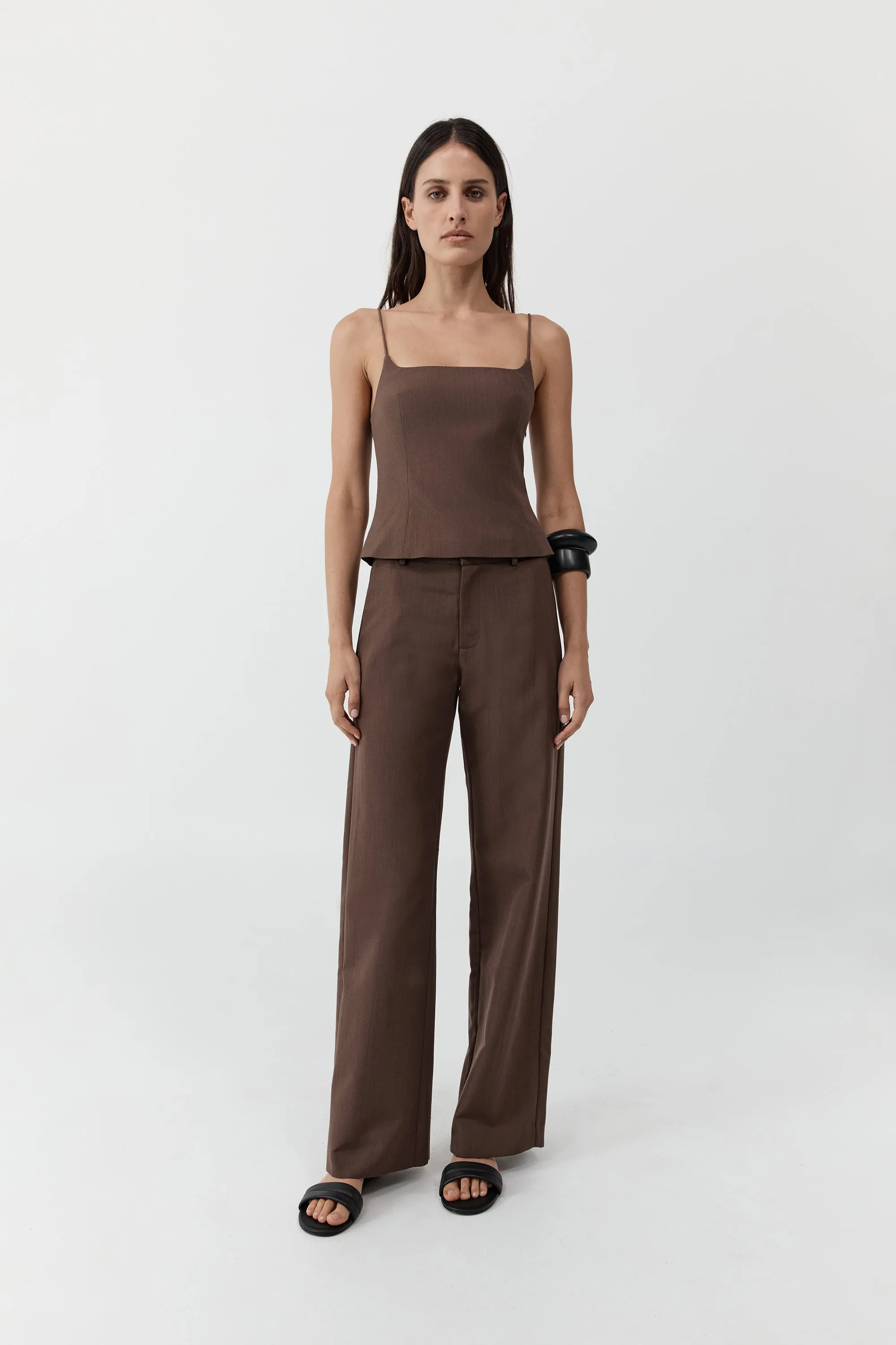Silk Canvas Carter Trousers - Mud sold by St. Agni