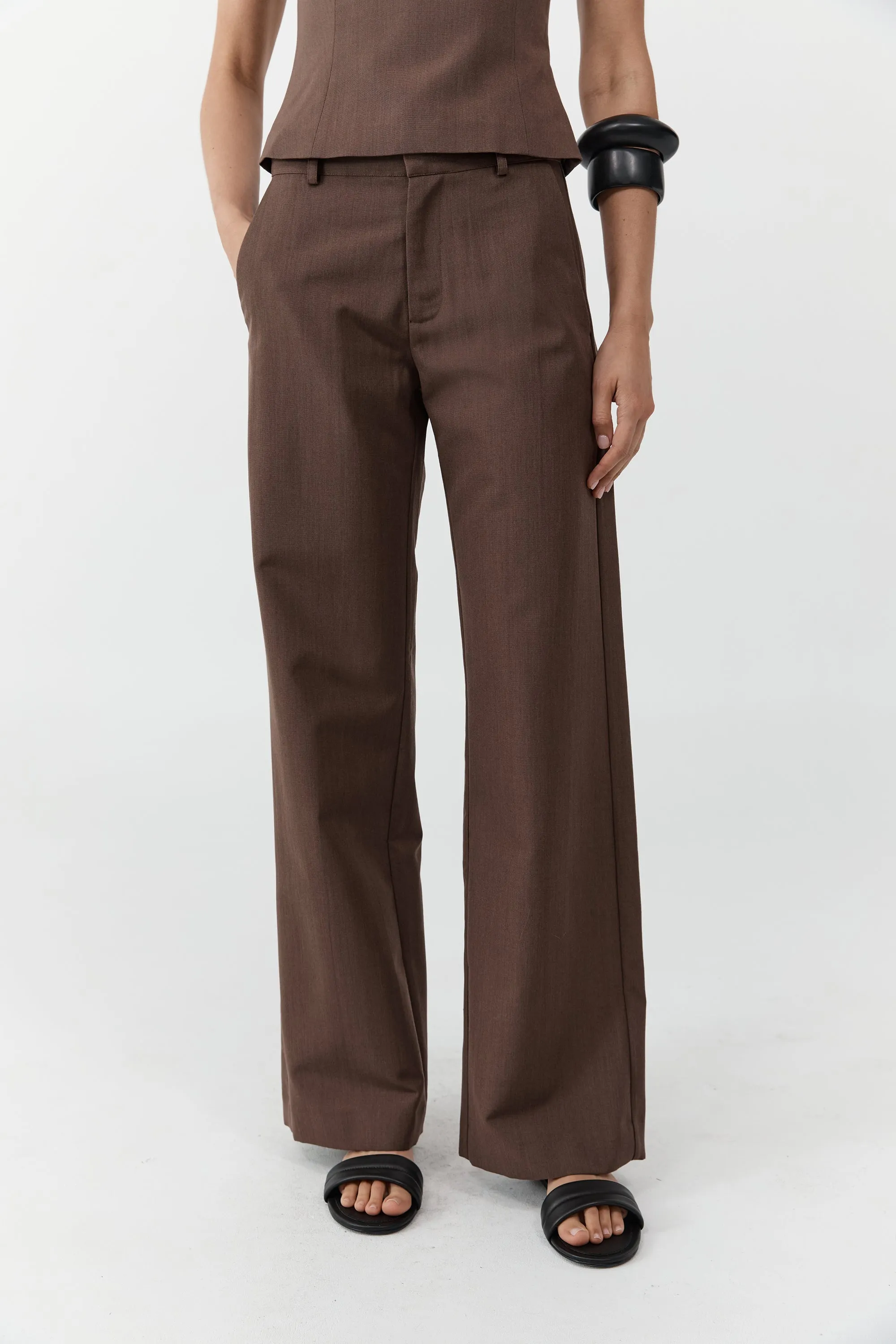 Silk Canvas Carter Trousers - Mud sold by St. Agni product image thumbnail 2