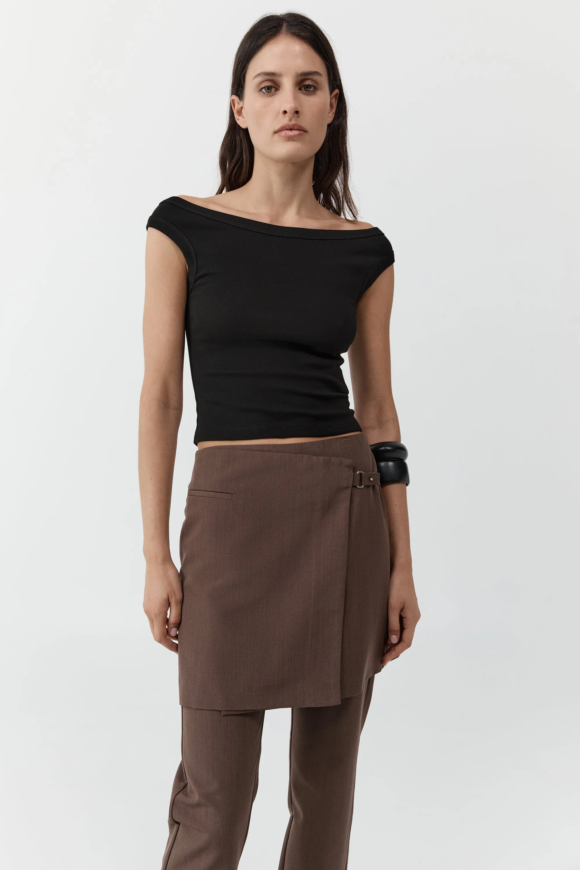 Silk Canvas Wrap Skirt - Mud sold by St. Agni product image thumbnail 3