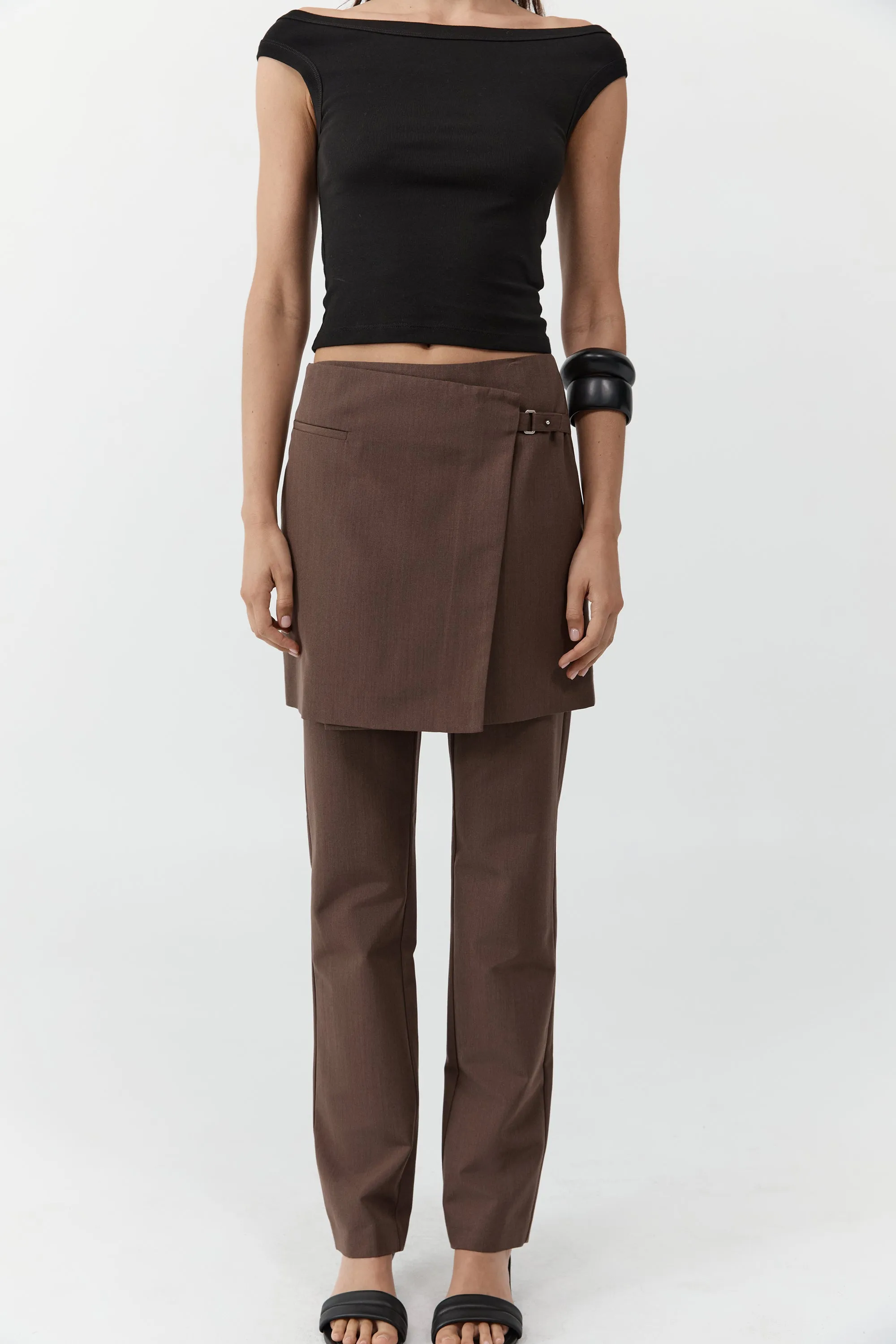 Silk Canvas Wrap Skirt - Mud sold by St. Agni product image thumbnail 5