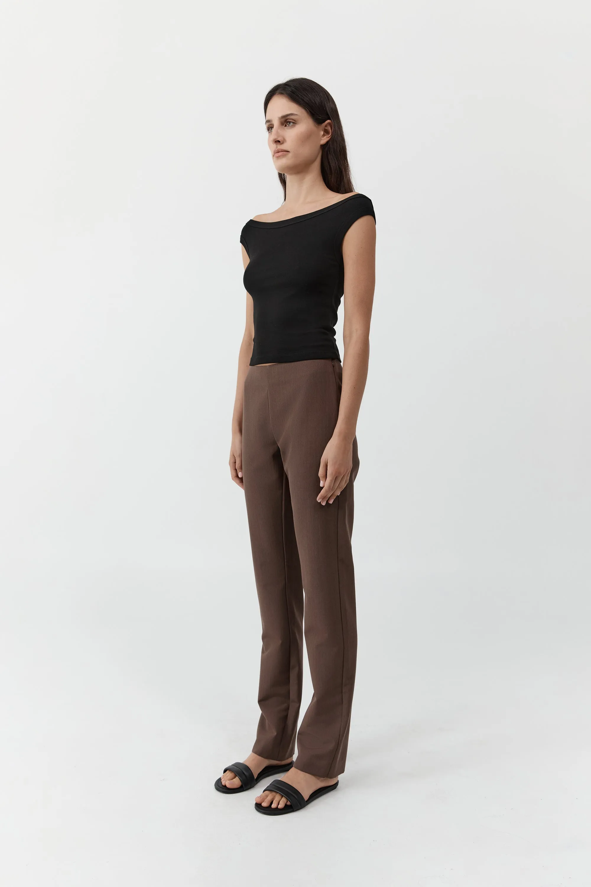 Silk Canvas 90s Minimal Pants - Mud sold by St. Agni product image thumbnail 3