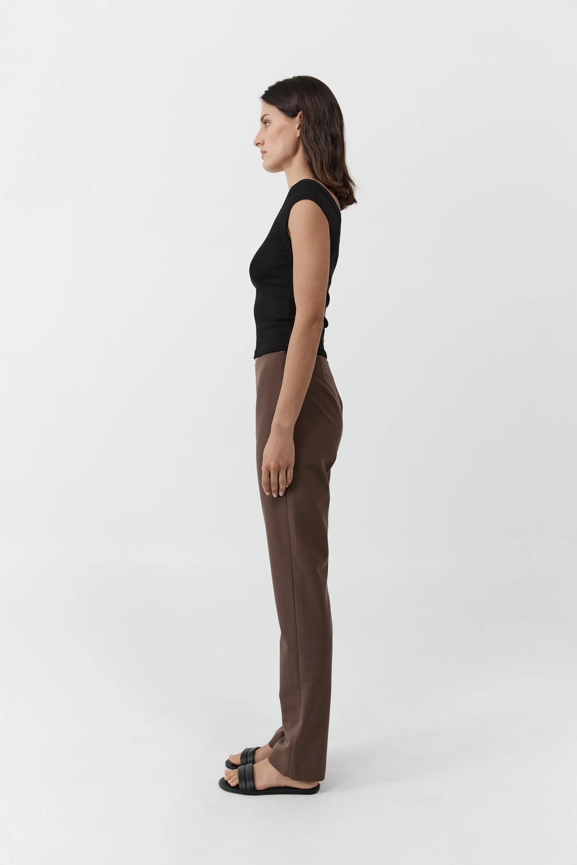 Silk Canvas 90s Minimal Pants - Mud sold by St. Agni product image thumbnail 5