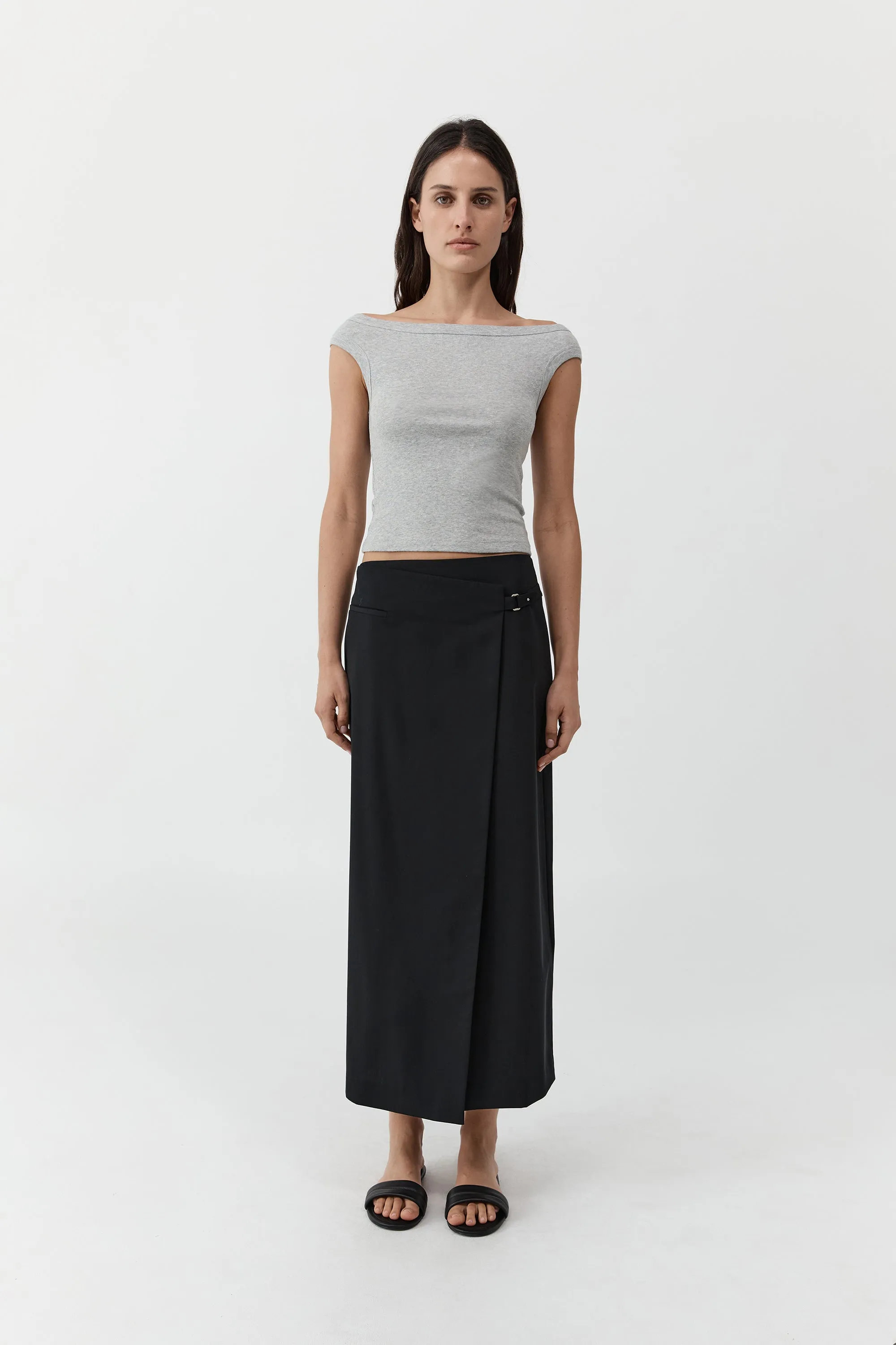 Tailored Wrap Skirt - Black sold by St. Agni