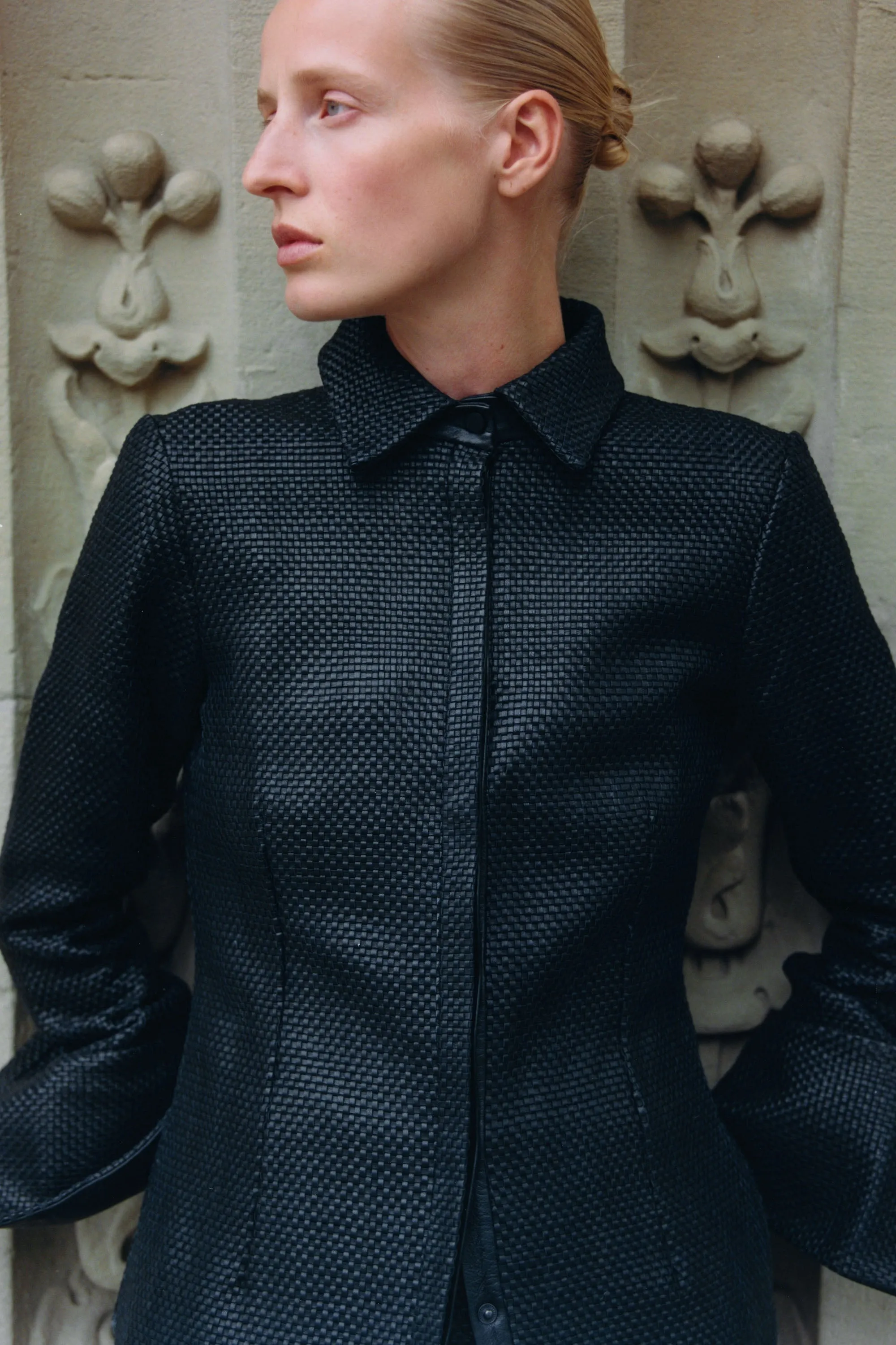 Woven Leather Shirt - Black sold by St. Agni product image thumbnail 4
