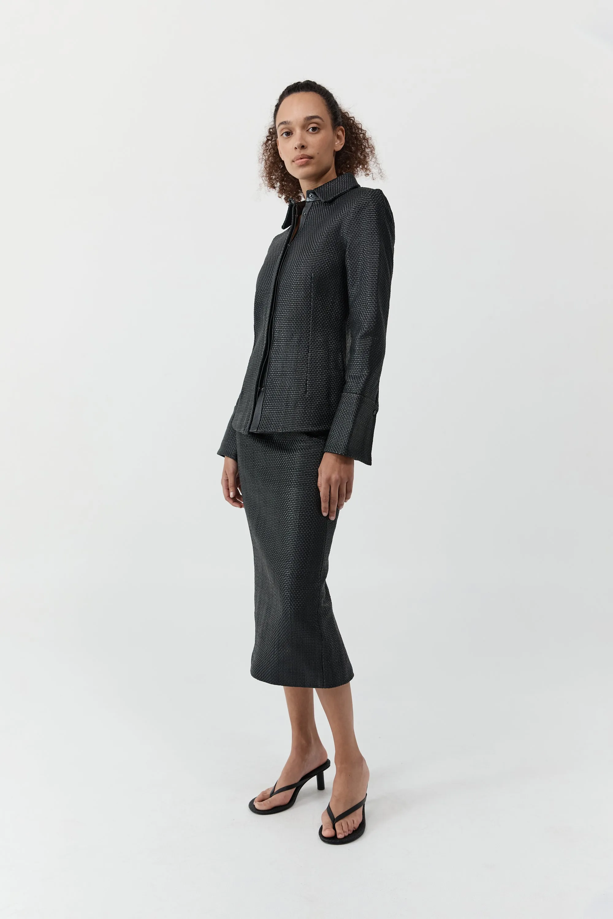 Woven Leather Shirt - Black sold by St. Agni product image thumbnail 3