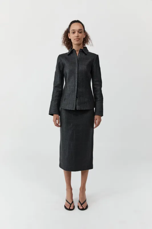 Woven Leather Shirt - Black made by St. Agni