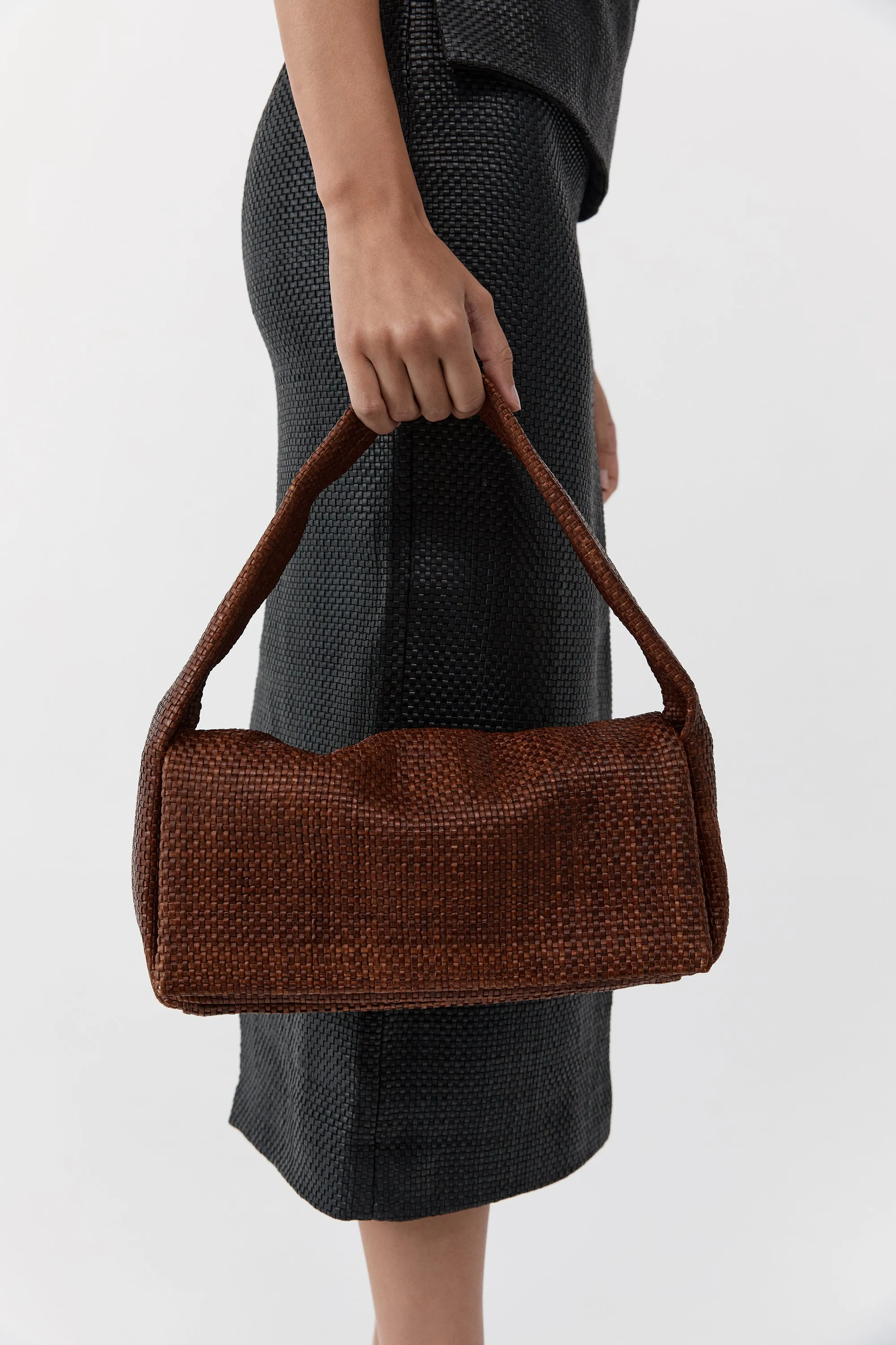 Woven Slim Satchel - Chestnut sold by St. Agni product image thumbnail 2