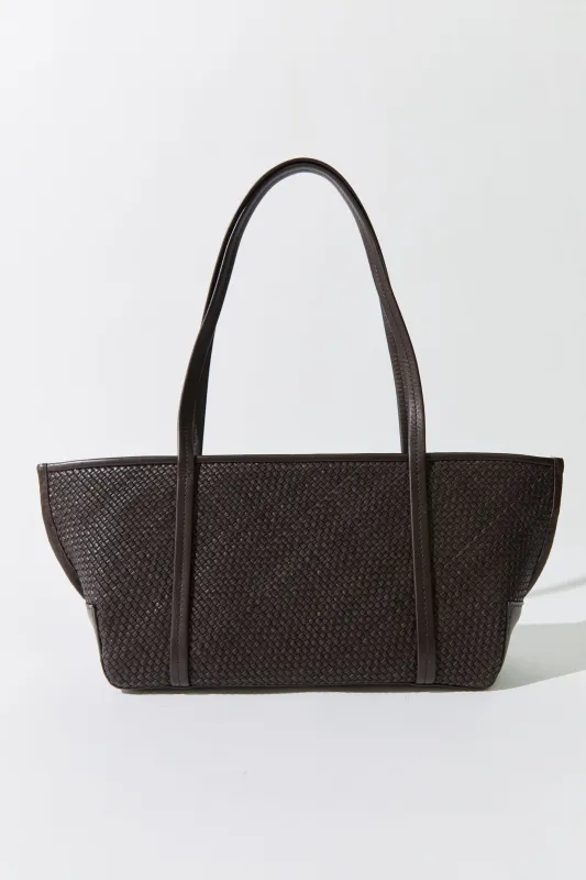 Woven Slim Bateau Tote - Coffee made by St. Agni