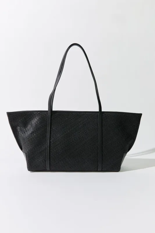 Woven Bateau Tote - Black made by St. Agni