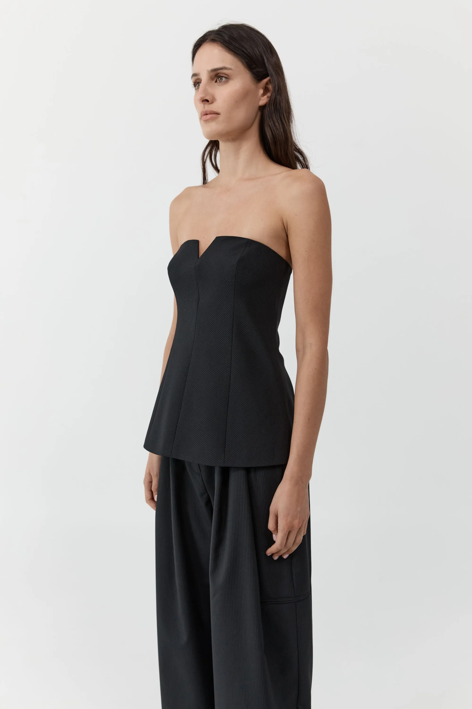 Wool Pinstripe Strapless Bodice - Fine Pinstripe sold by St. Agni product image thumbnail 3