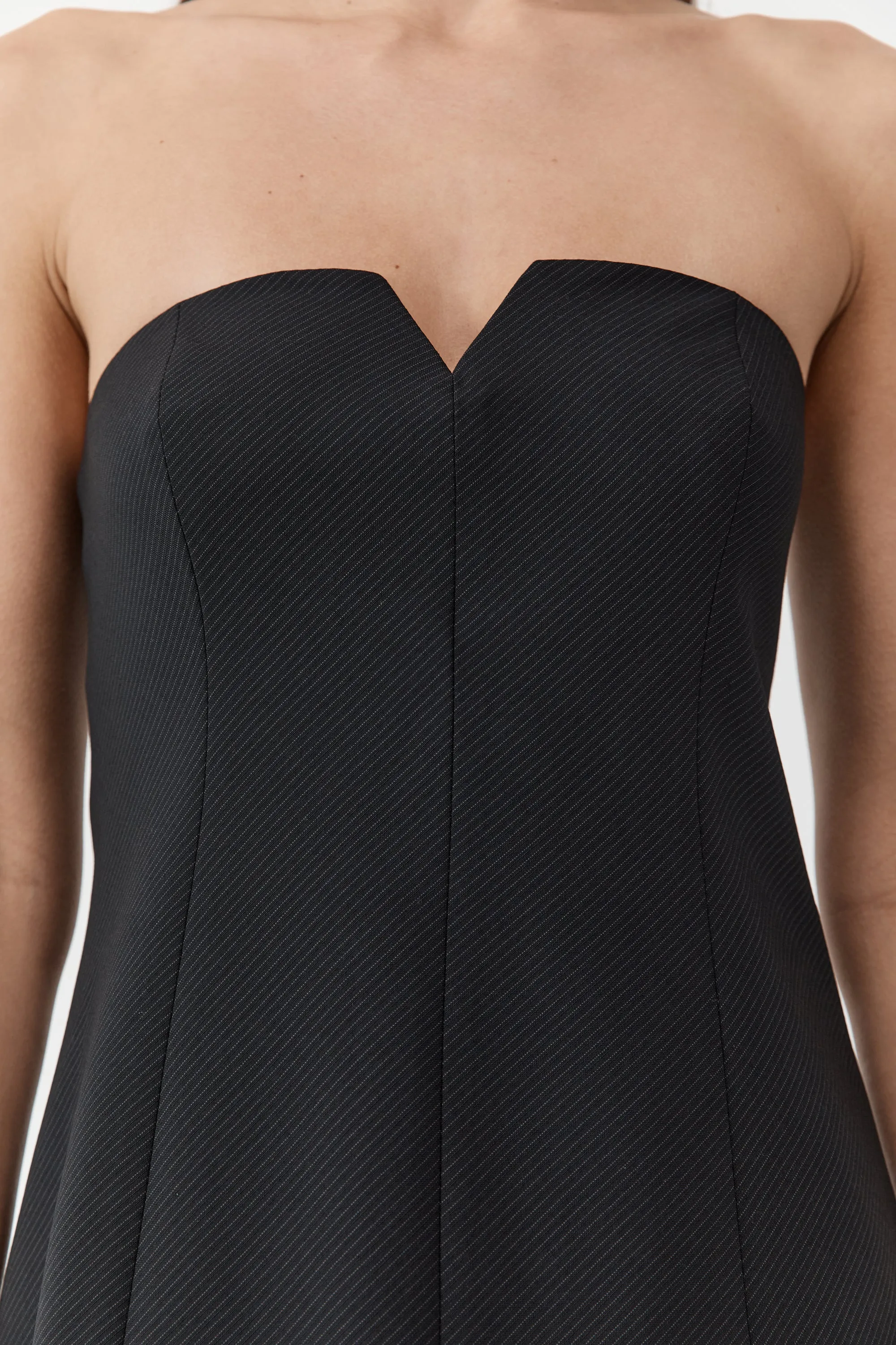 Wool Pinstripe Strapless Bodice - Fine Pinstripe sold by St. Agni product image thumbnail 2