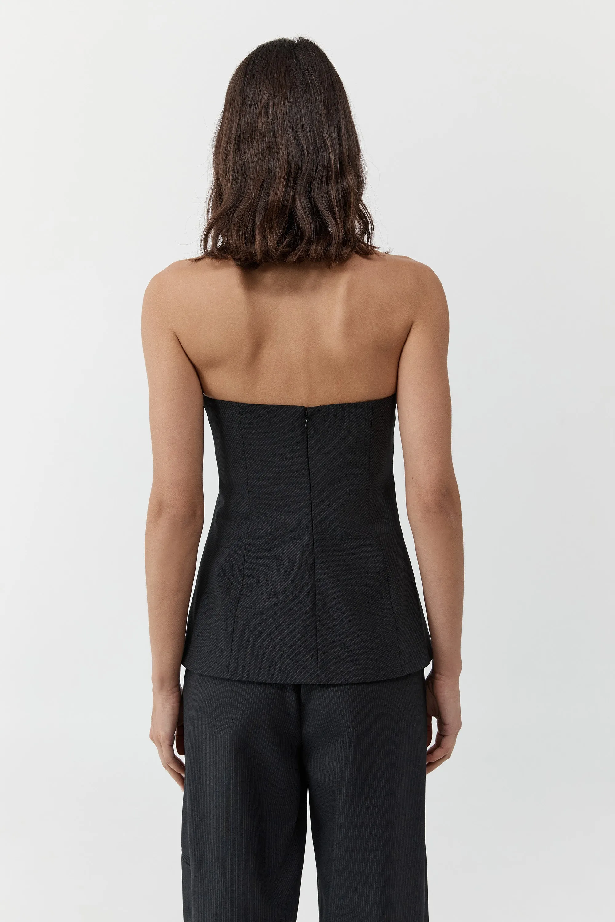 Wool Pinstripe Strapless Bodice - Fine Pinstripe sold by St. Agni product image thumbnail 5