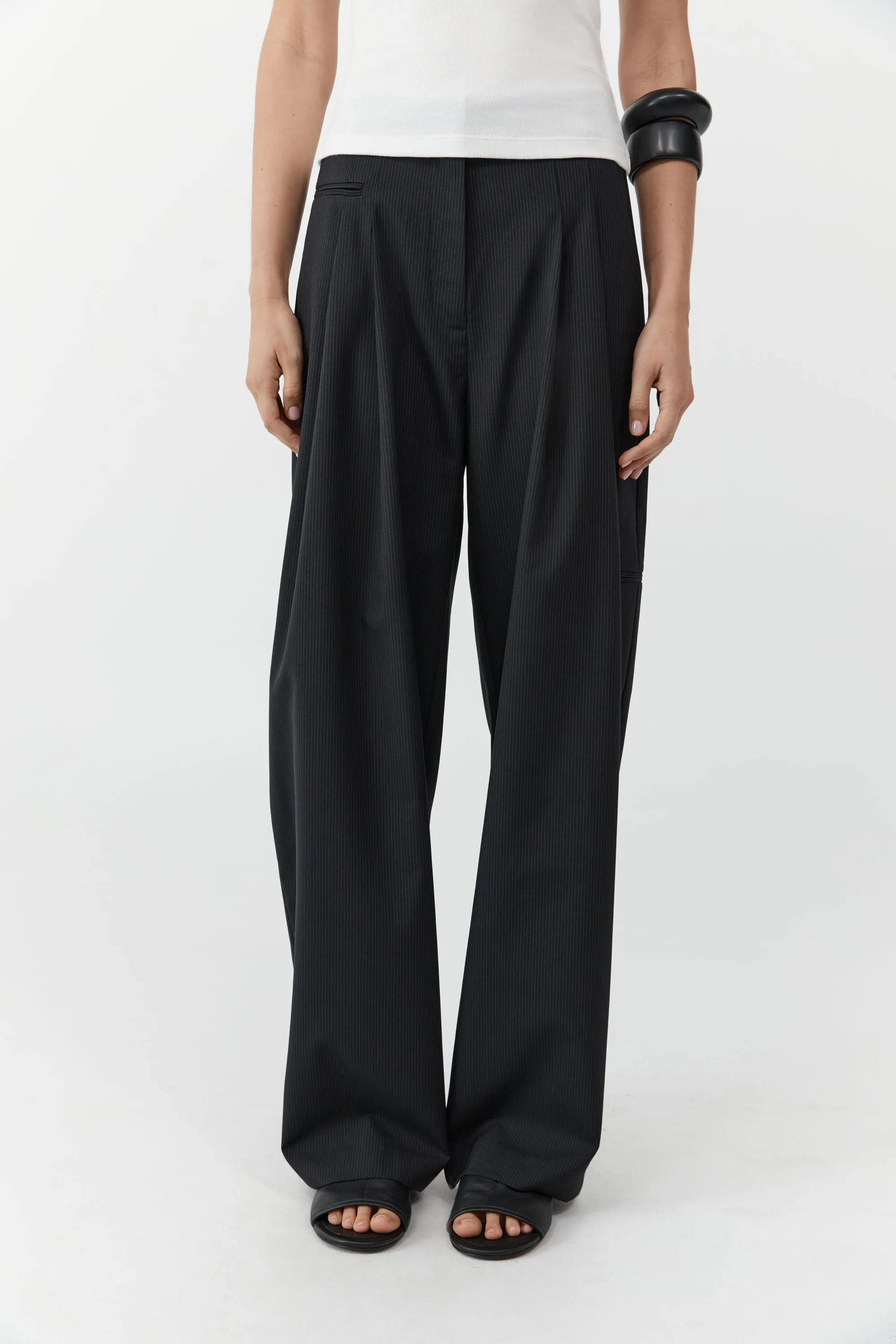 Wool Pinstripe Pocket Pants - Fine Pinstripe sold by St. Agni product image thumbnail 5