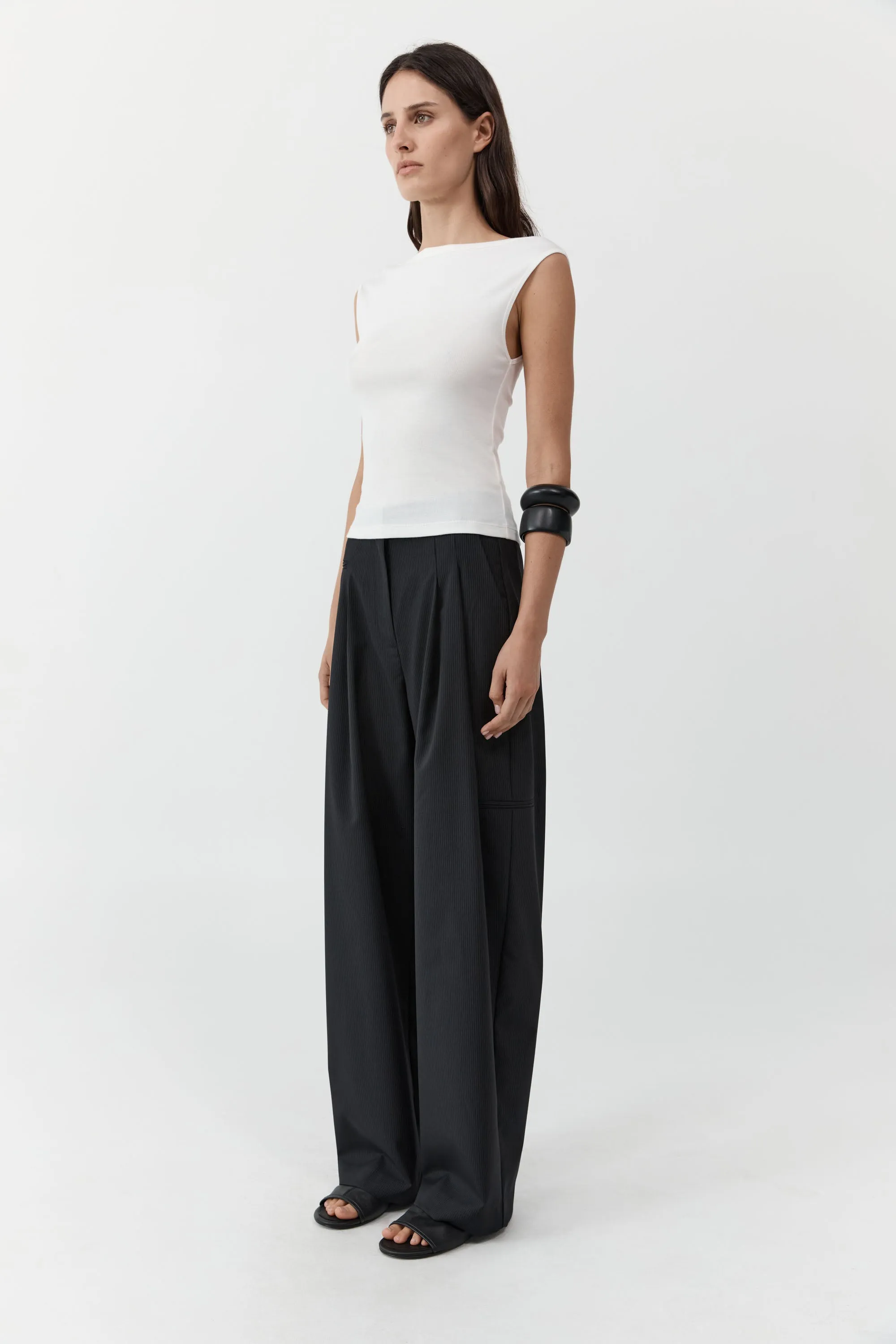 Wool Pinstripe Pocket Pants - Fine Pinstripe sold by St. Agni product image thumbnail 3