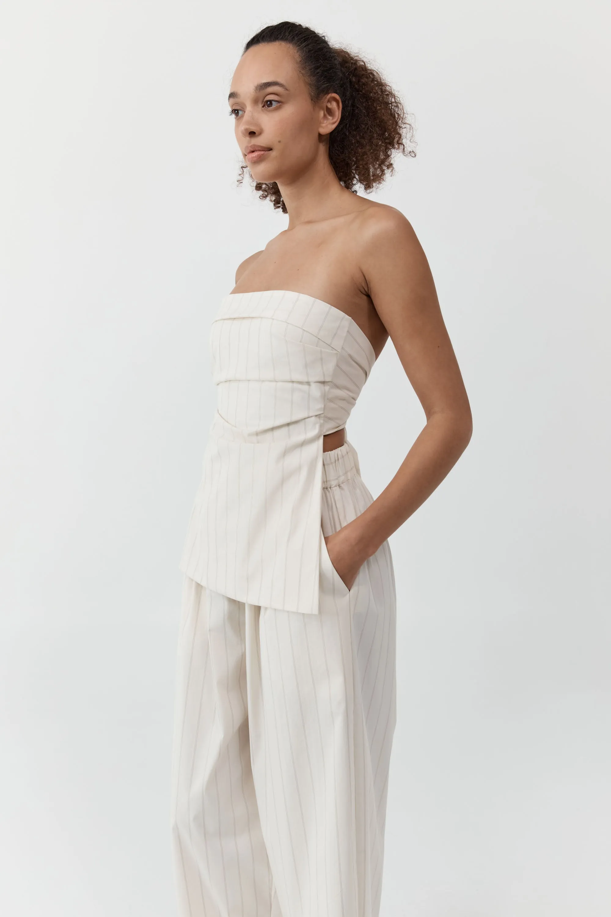Strapless Tie Back Top - Ecru Stripe sold by St. Agni product image thumbnail 3