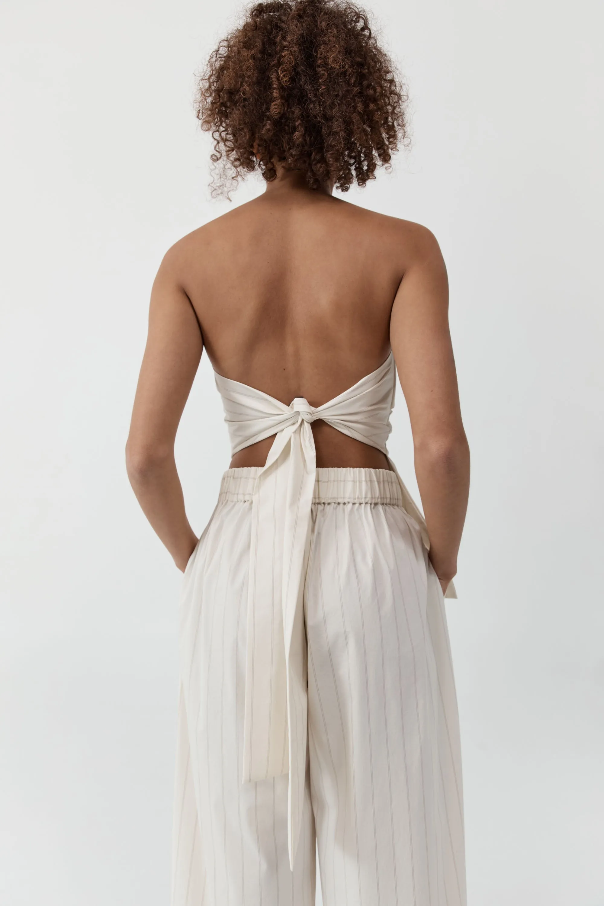 Strapless Tie Back Top - Ecru Stripe sold by St. Agni product image thumbnail 2