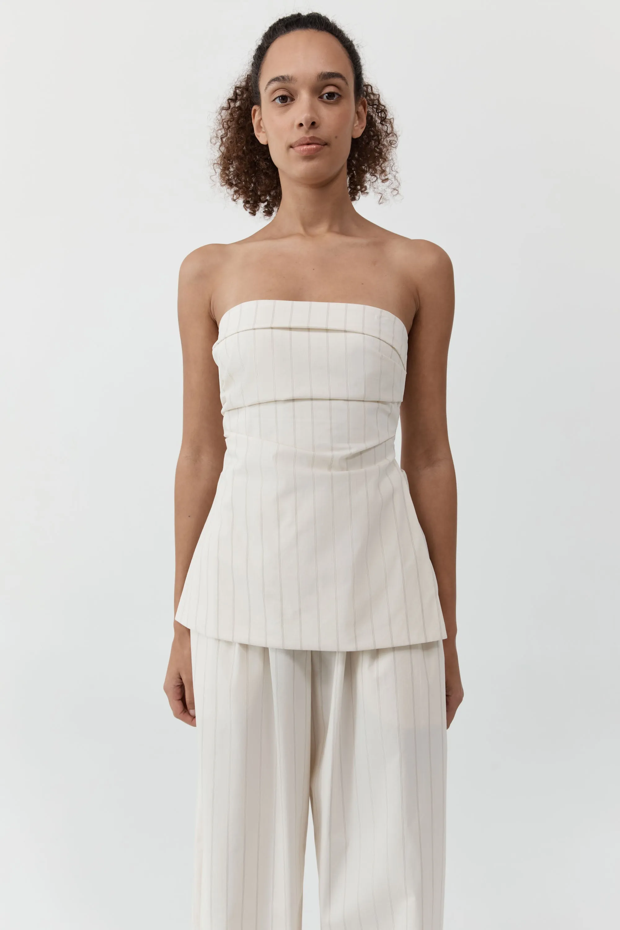 Strapless Tie Back Top - Ecru Stripe sold by St. Agni