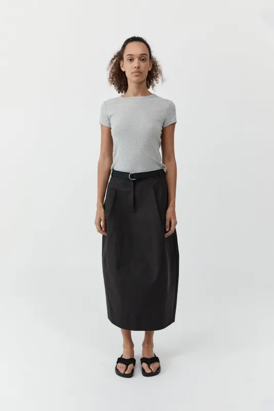 Canvas Pleat Cocoon Skirt - Black made by St. Agni