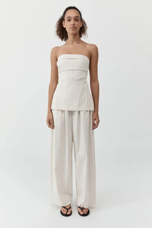 Everyday Relaxed Pants - Ecru Stripe made by St. Agni