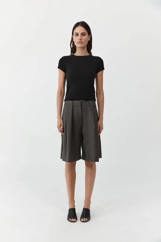 Wool Pleat Loop Shorts - Mulch made by St. Agni