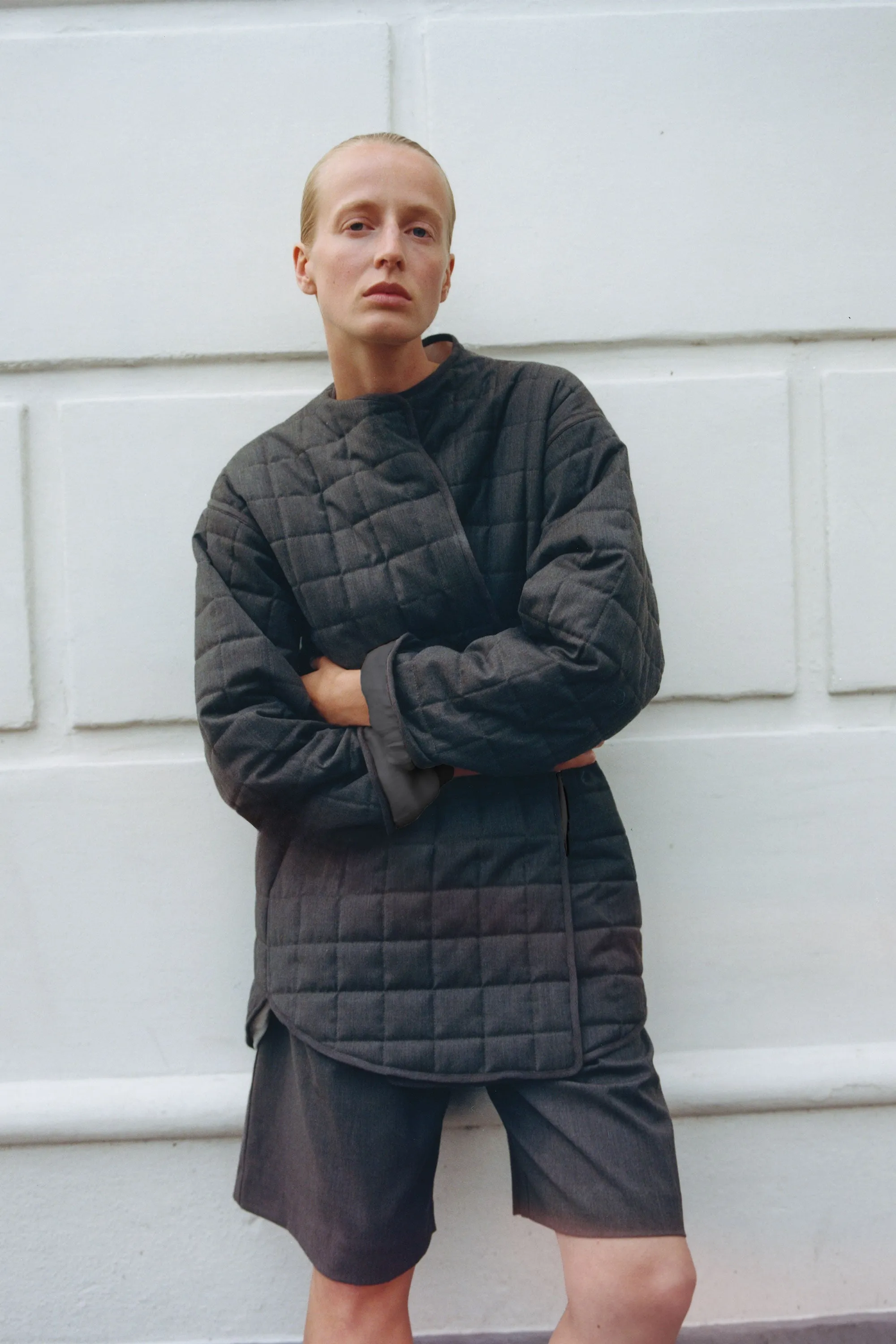 Wool Stitched Pillow Jacket - Mulch sold by St. Agni product image thumbnail 4