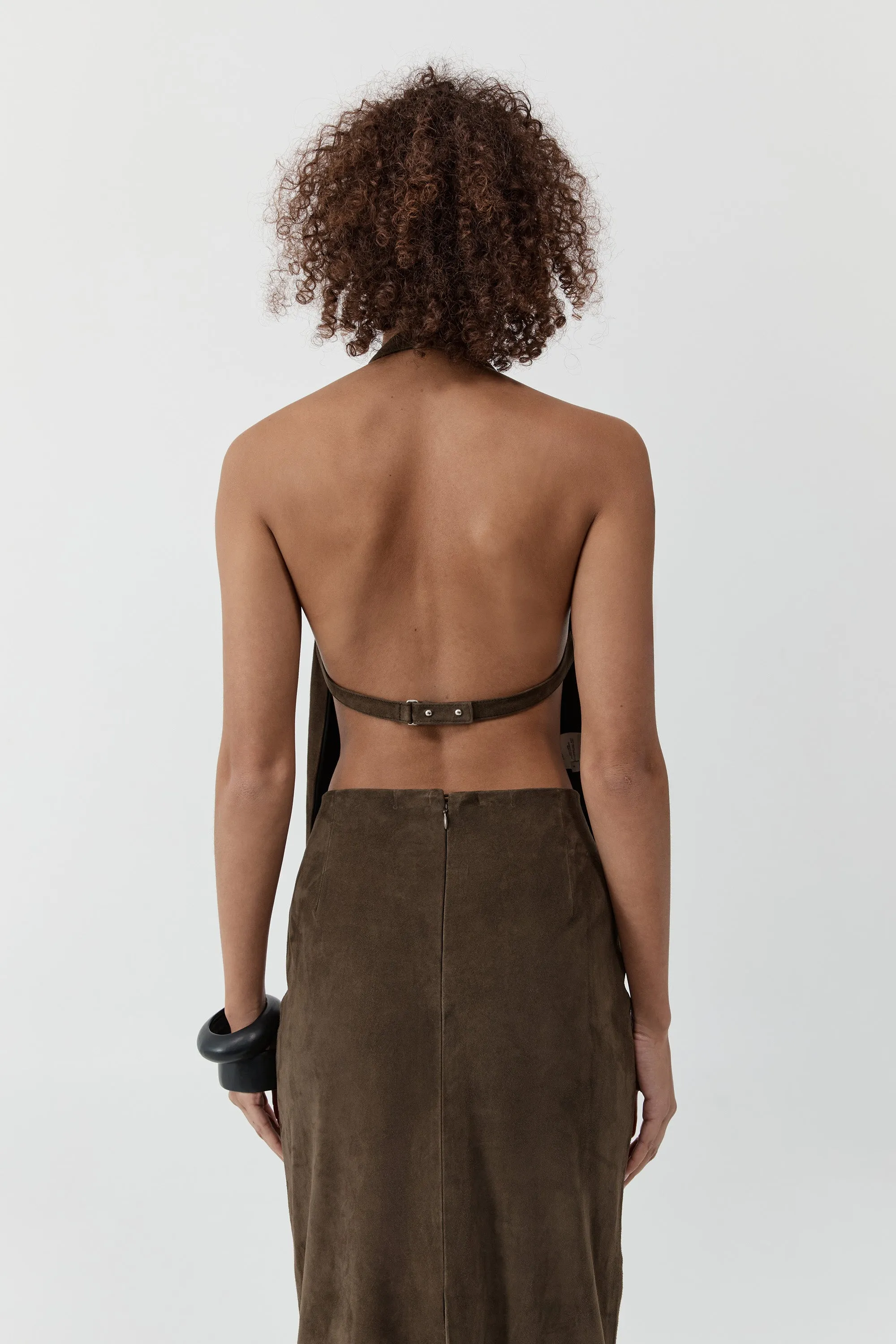 Suede Apron Top - Khaki sold by St. Agni product image thumbnail 5