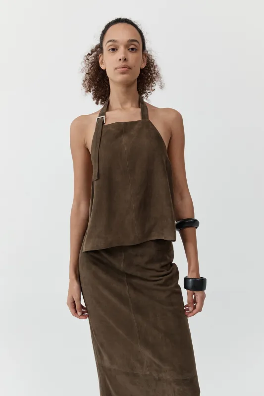 Suede Apron Top - Khaki made by St. Agni
