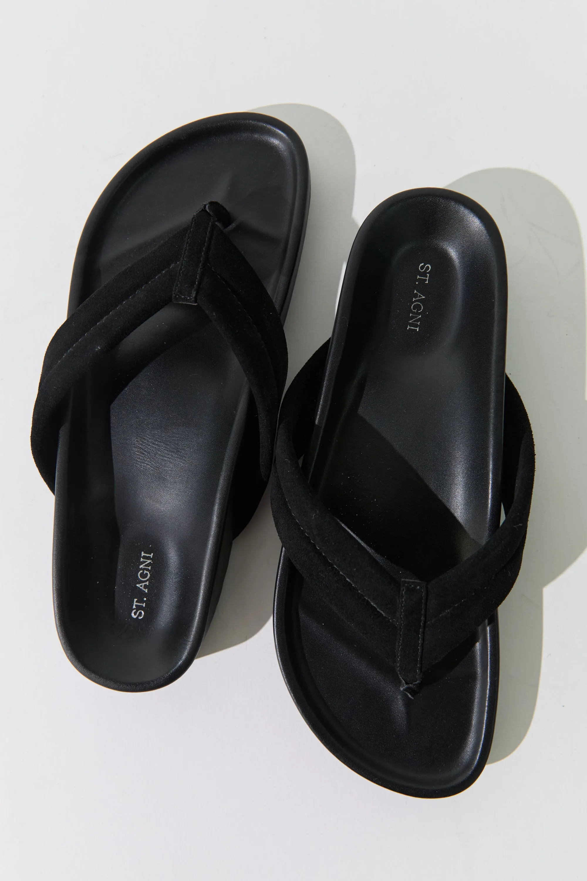 Suede Stitch Detail Thong Slide - Black sold by St. Agni product image thumbnail 4