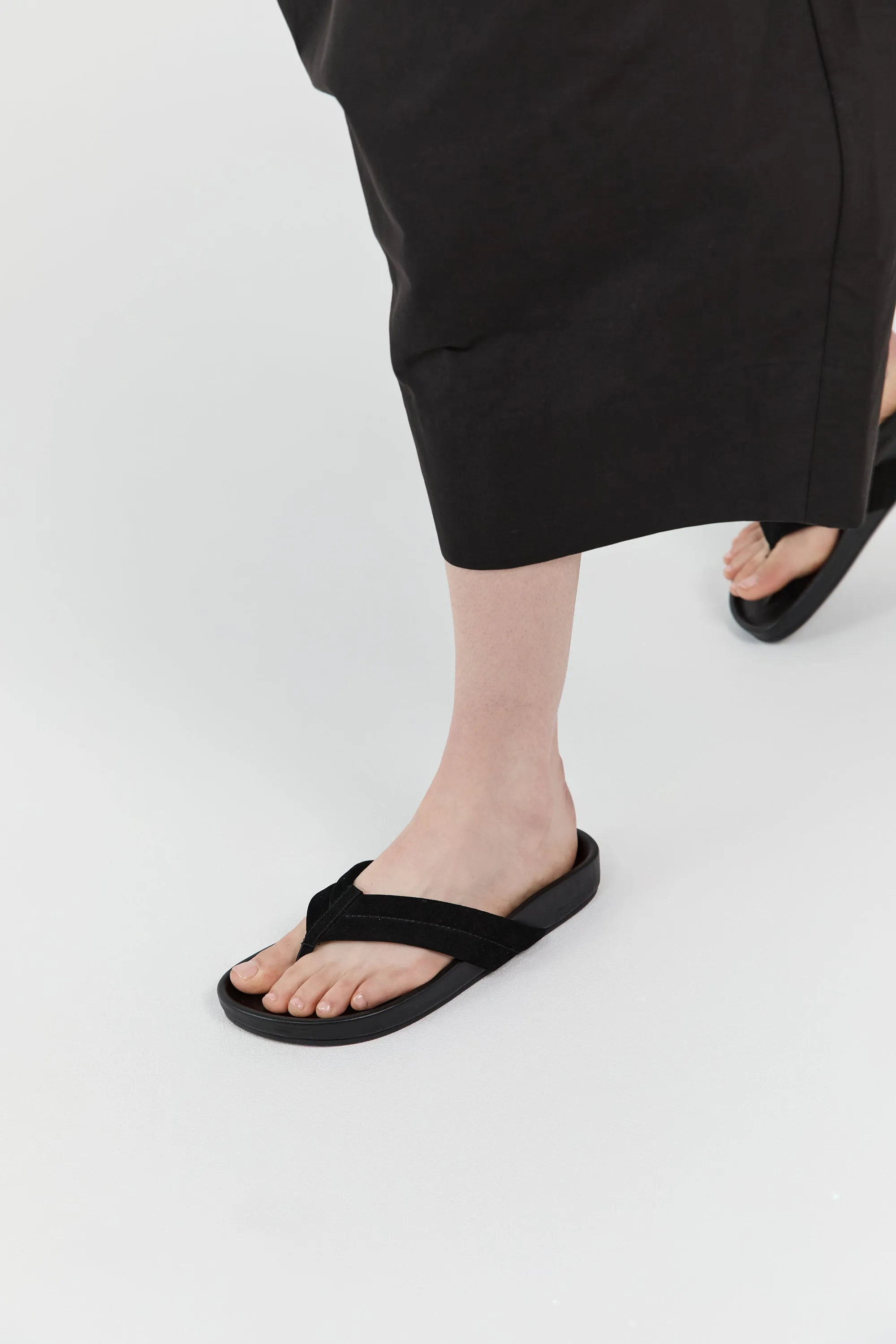 Suede Stitch Detail Thong Slide - Black sold by St. Agni product image thumbnail 2