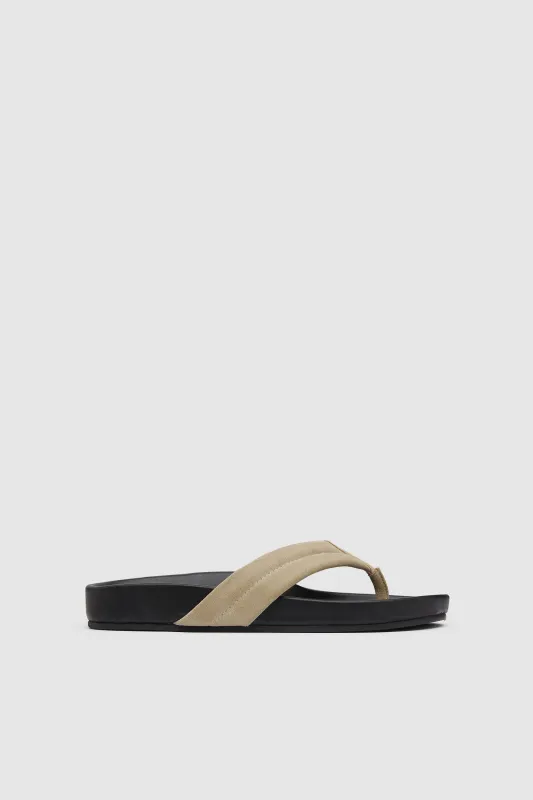 Suede Stitch Detail Thong Slide - Rock made by St. Agni