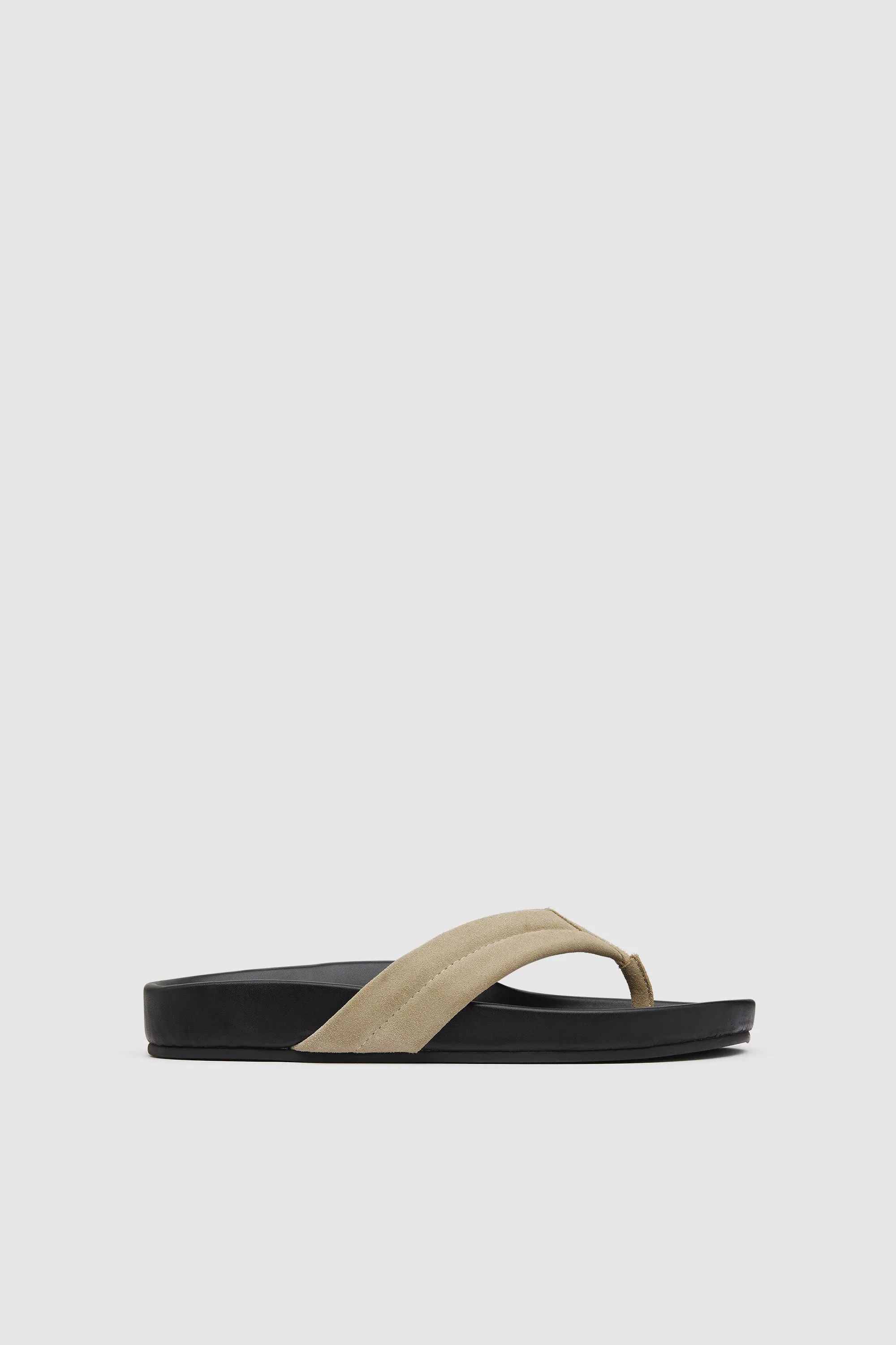 Suede Stitch Detail Thong Slide - Rock sold by St. Agni