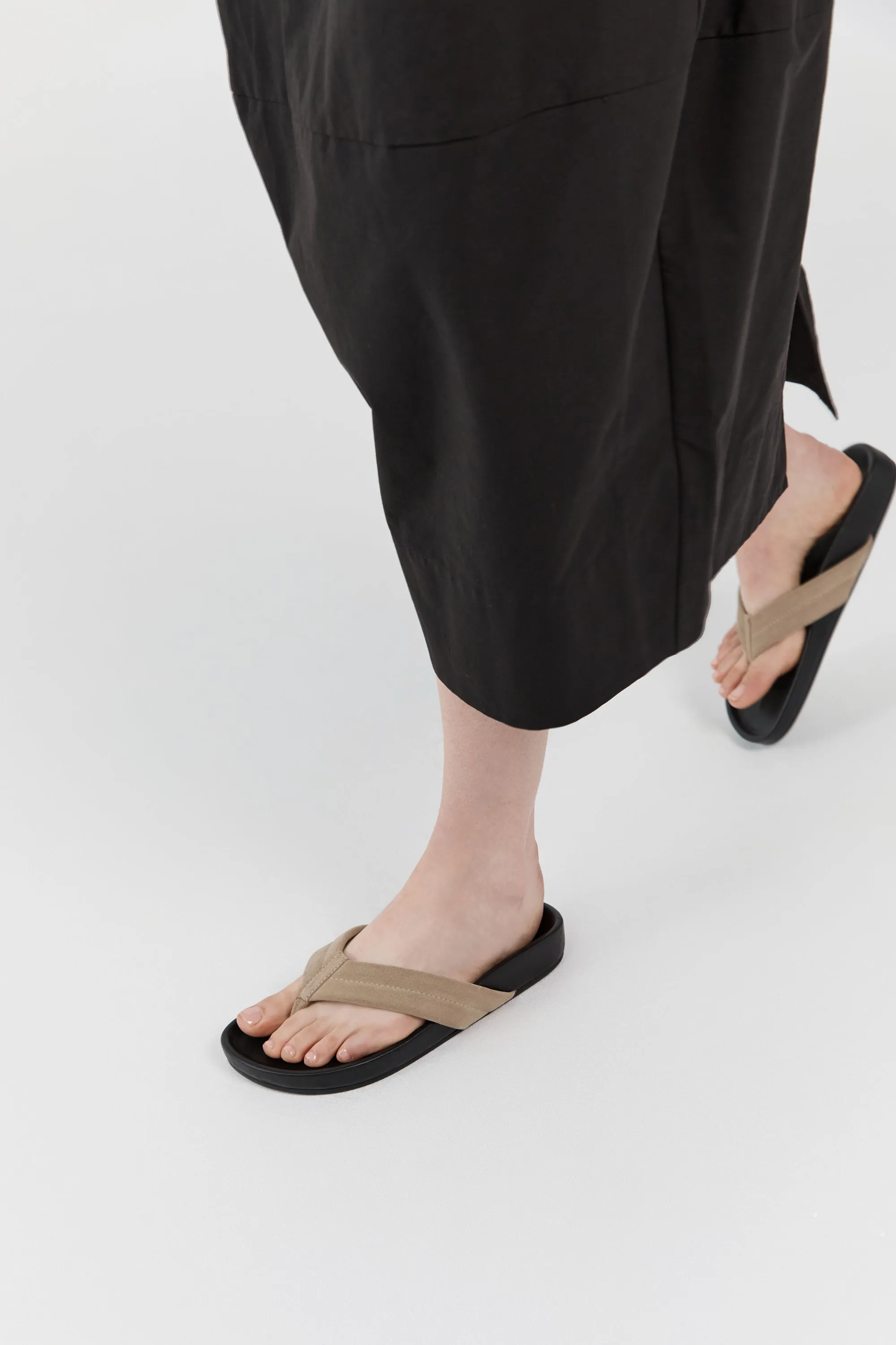 Suede Stitch Detail Thong Slide - Rock sold by St. Agni product image thumbnail 2